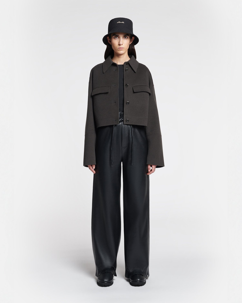 Cropped Double Wool And Silk Jacket 4