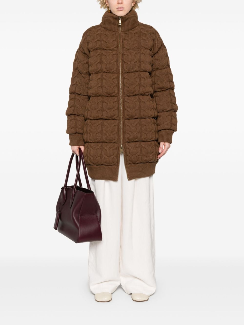 chunky-knit padded coat - 2