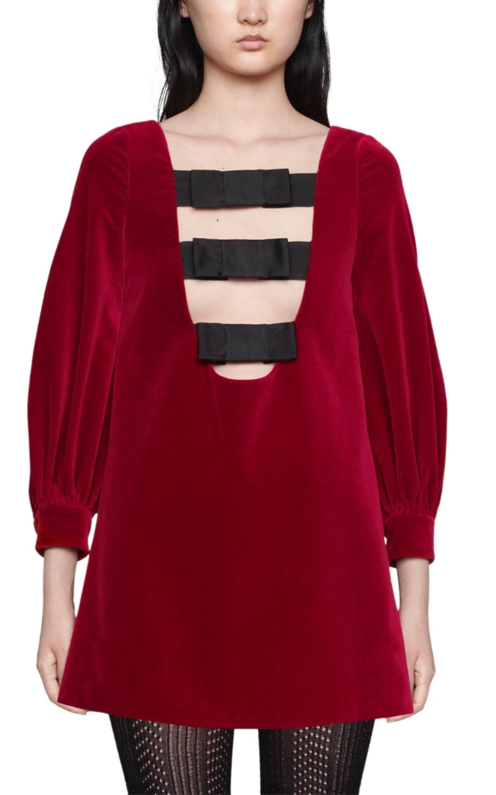 Stretch Cotton-Velvet Mini Dress - 3