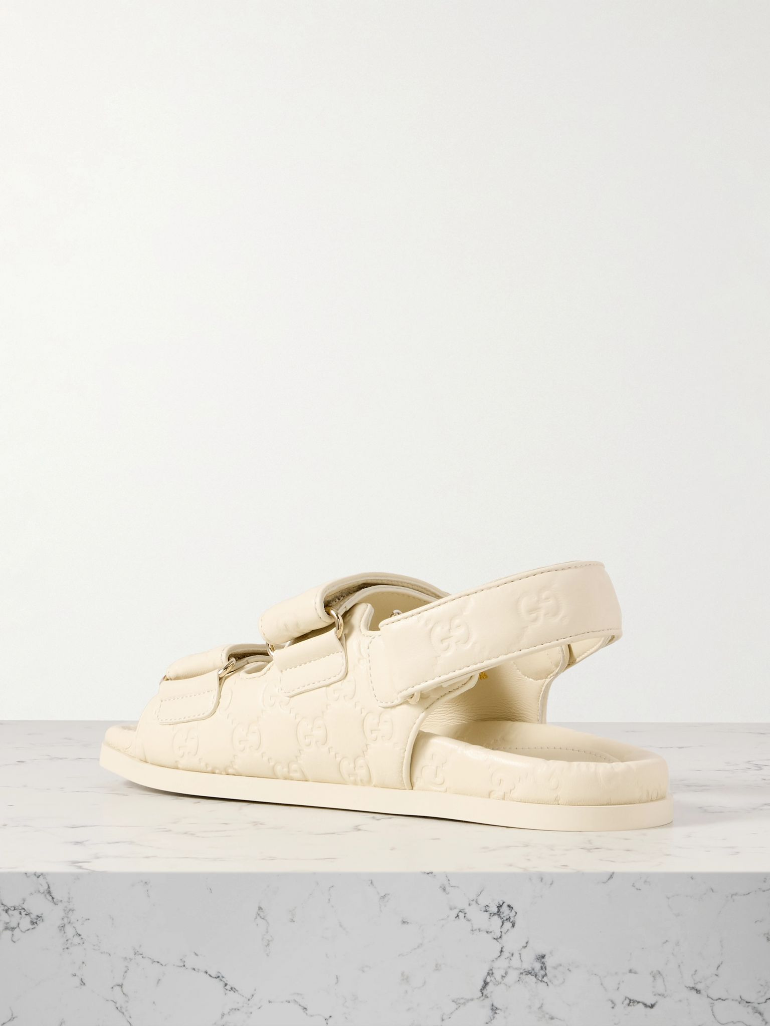New Marmont GG debossed leather sandals Ivory - 3