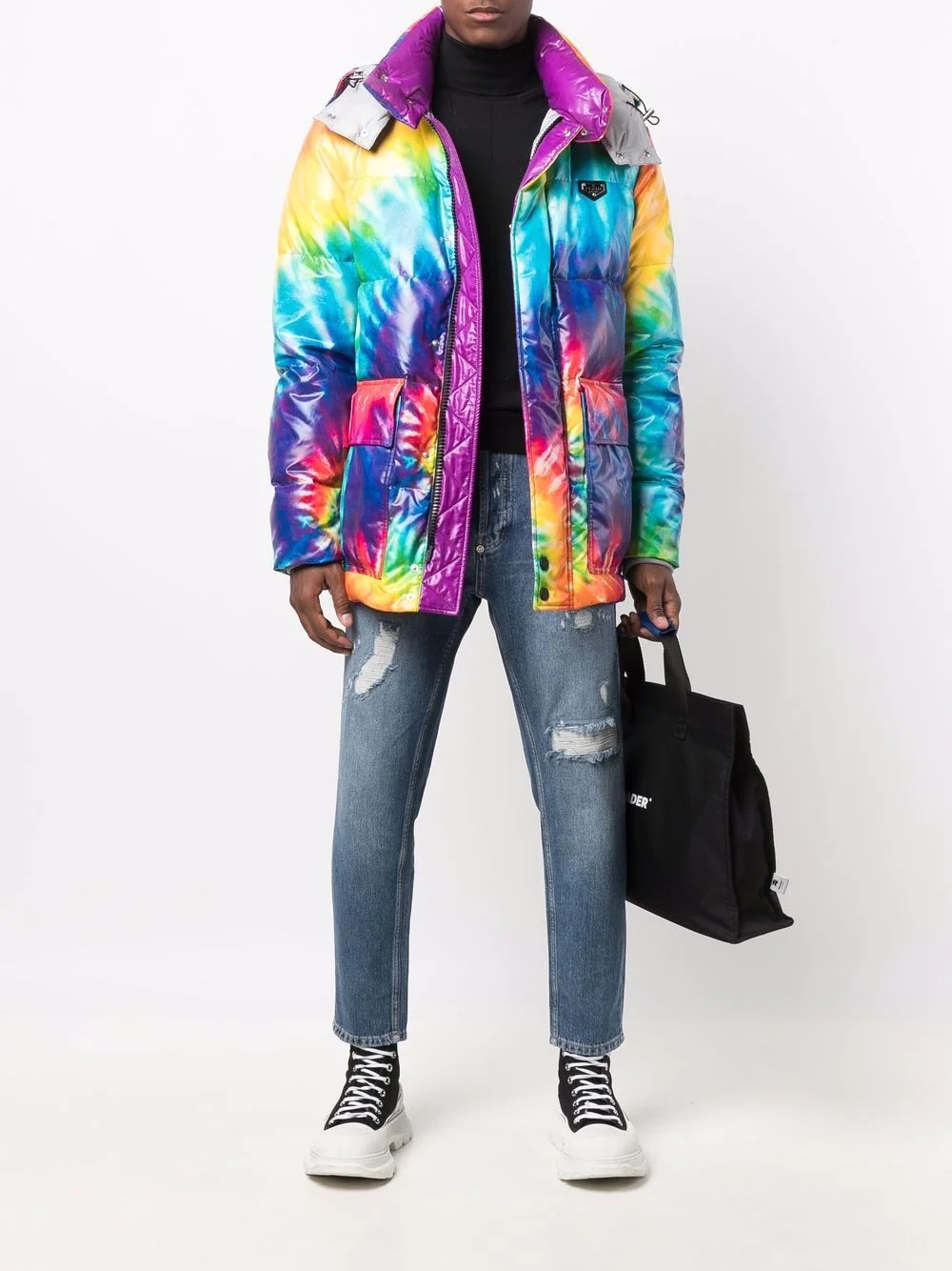 tie dye-print puffer coat - 2