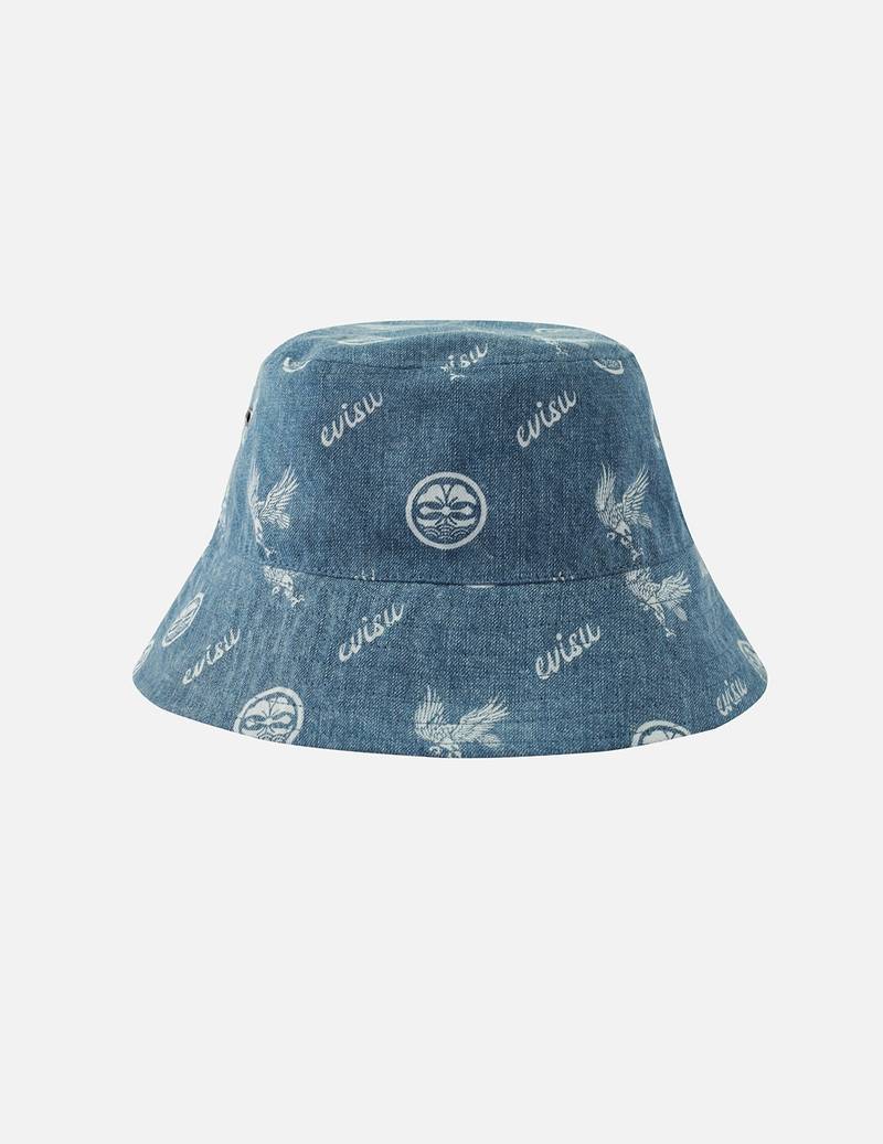 EVISU SEAGULL EMBROIDERY REVERSIBLE BUCKET HAT outlook