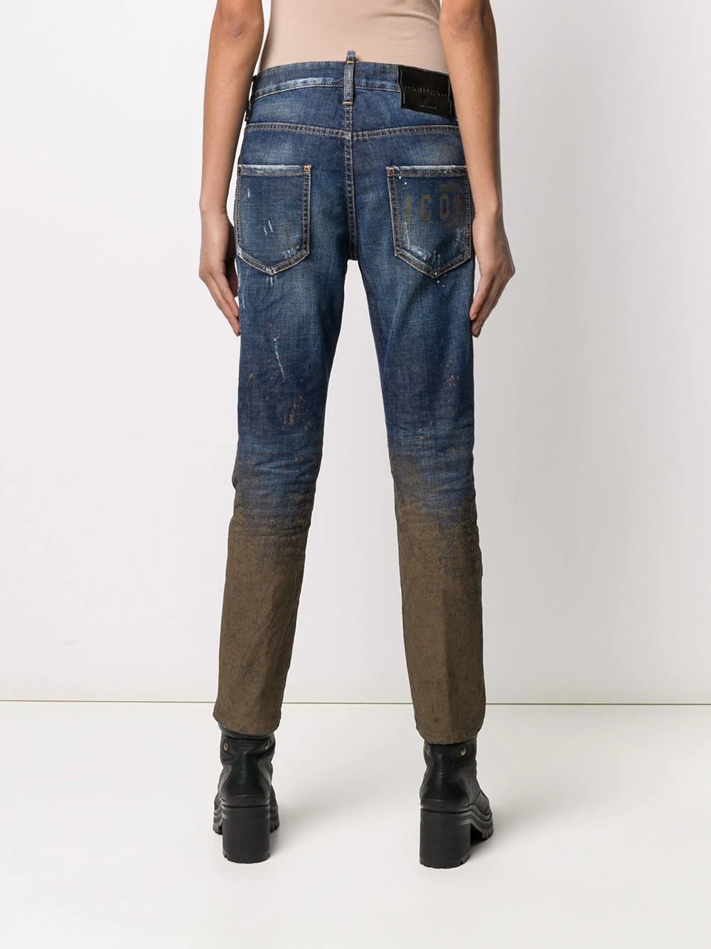 mud-effect cropped jeans - 4