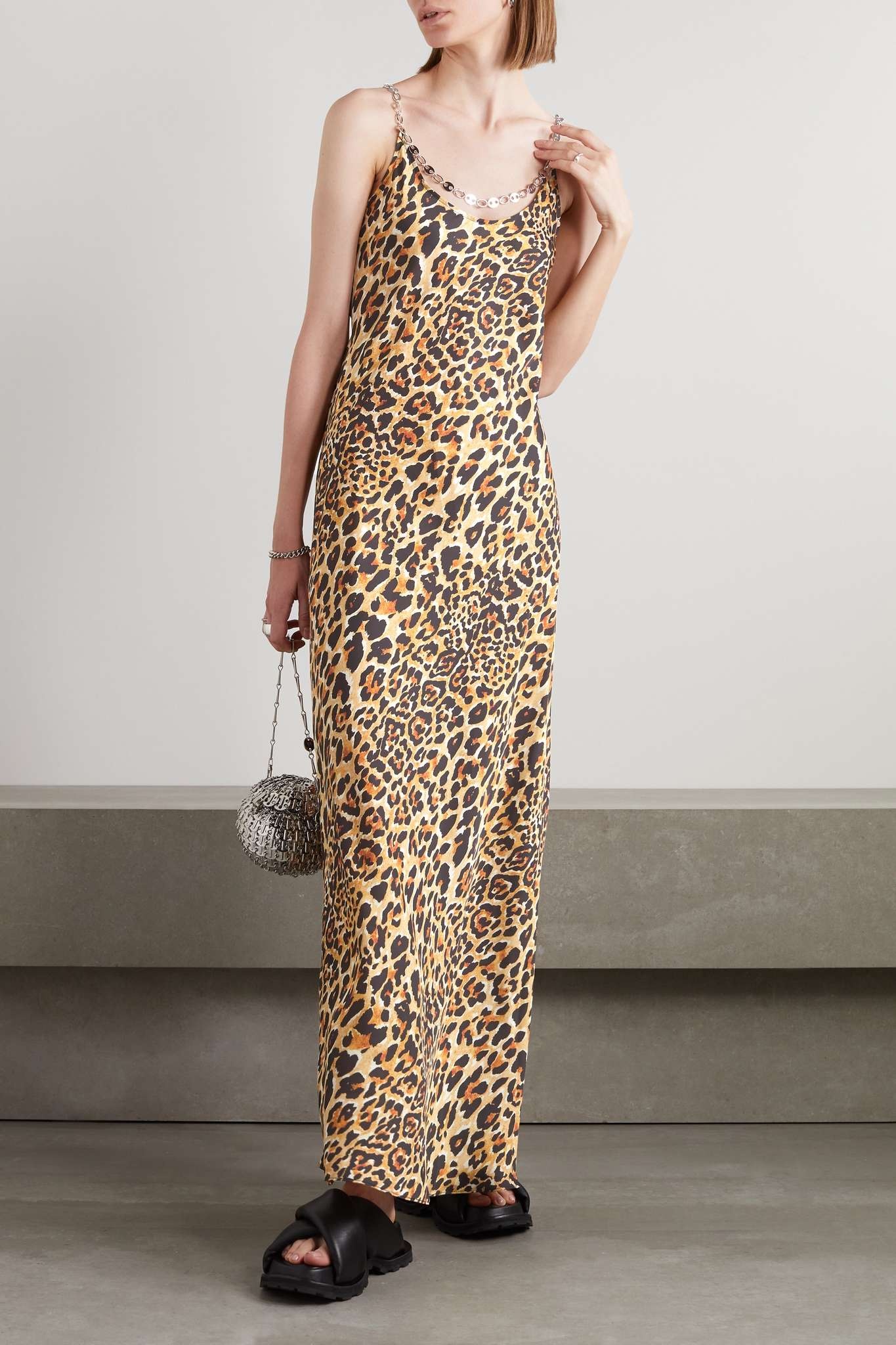 Embellished leopard-print satin maxi dress - 2