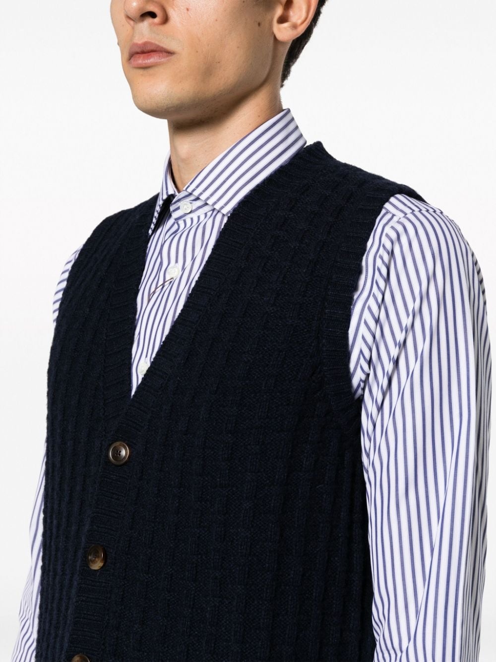 ribbed wool-blend vest - 5