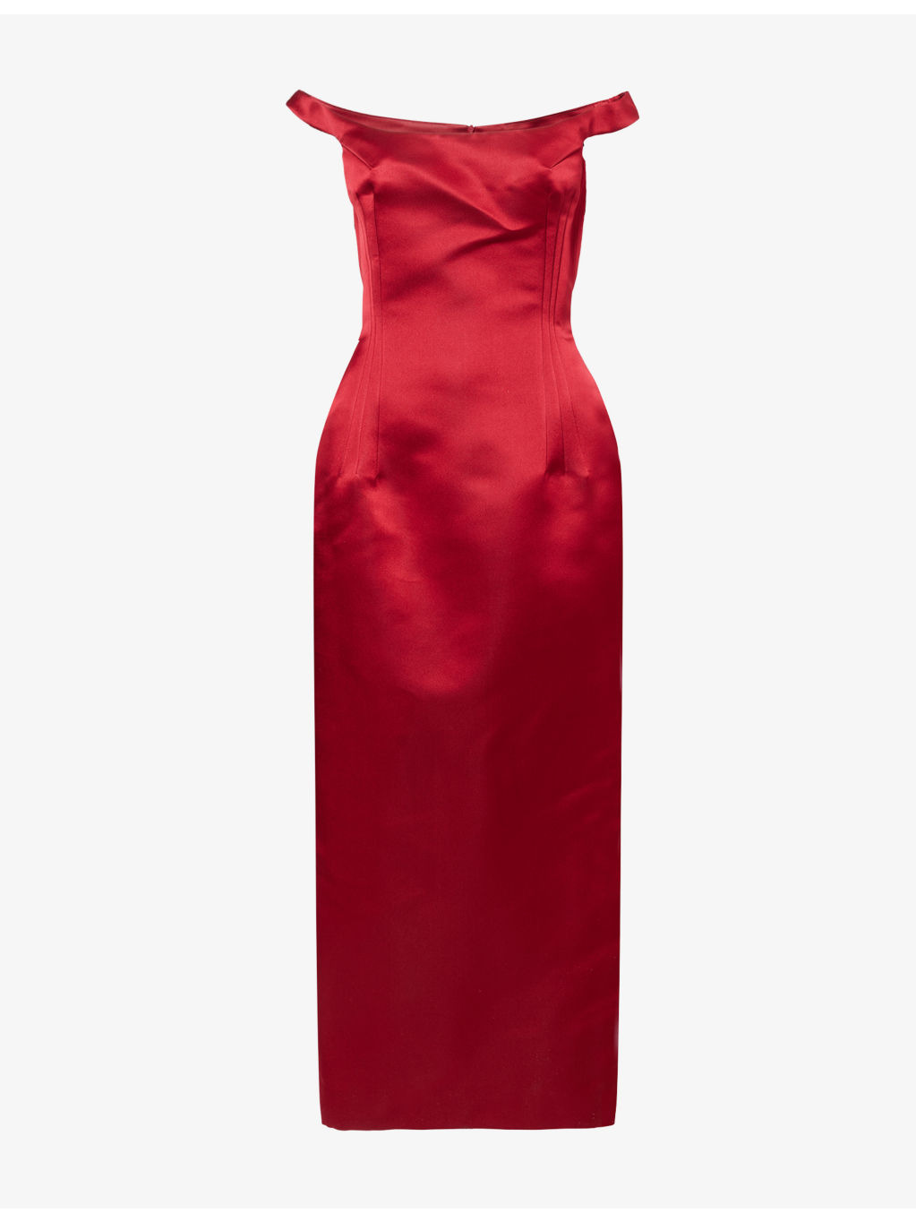 Off-The-Shoulder Sleeveless Silk Midi Dress - 1
