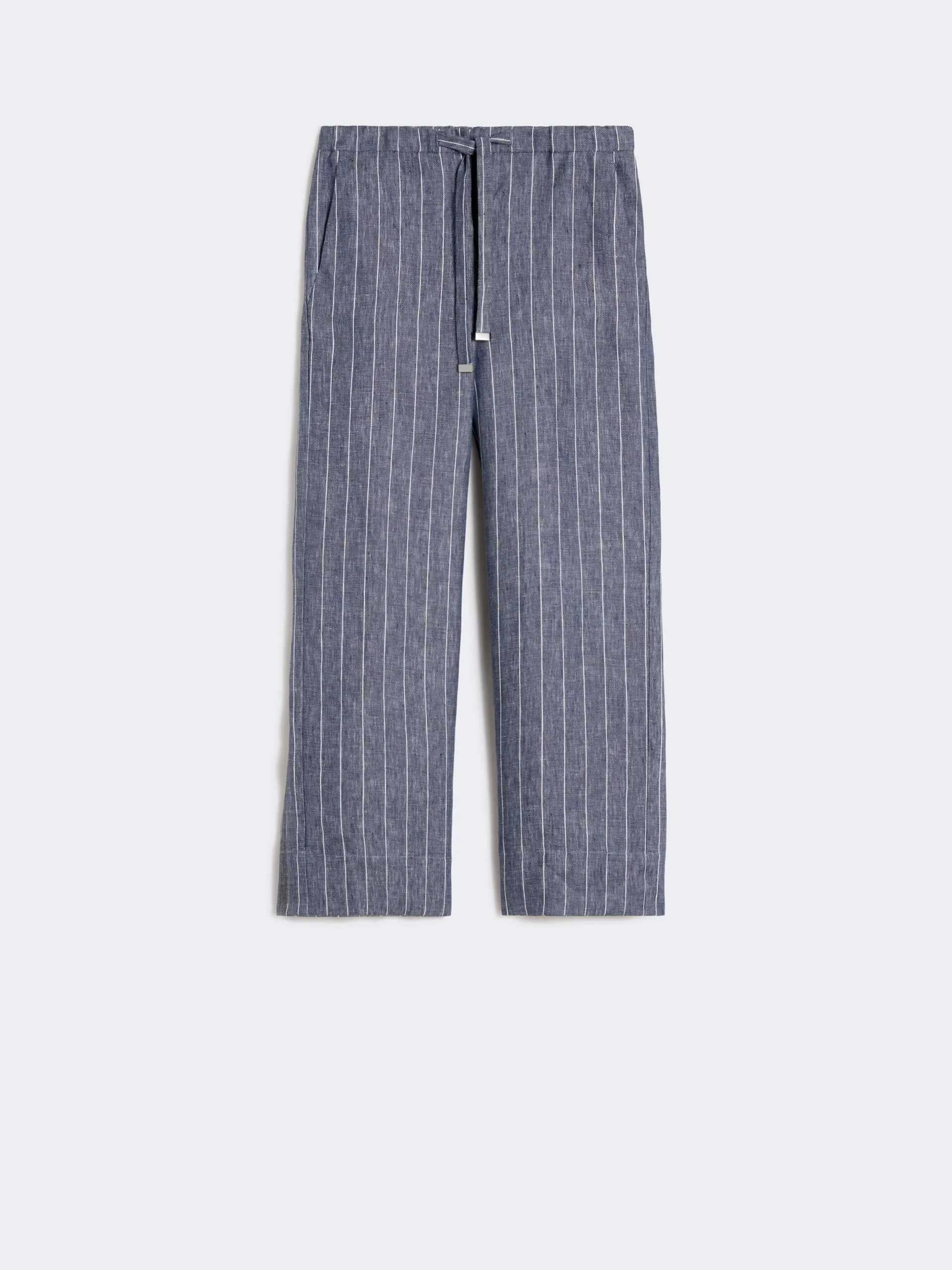 Denim-look pinstripe linen trousers - ULTRAMARINE - 1