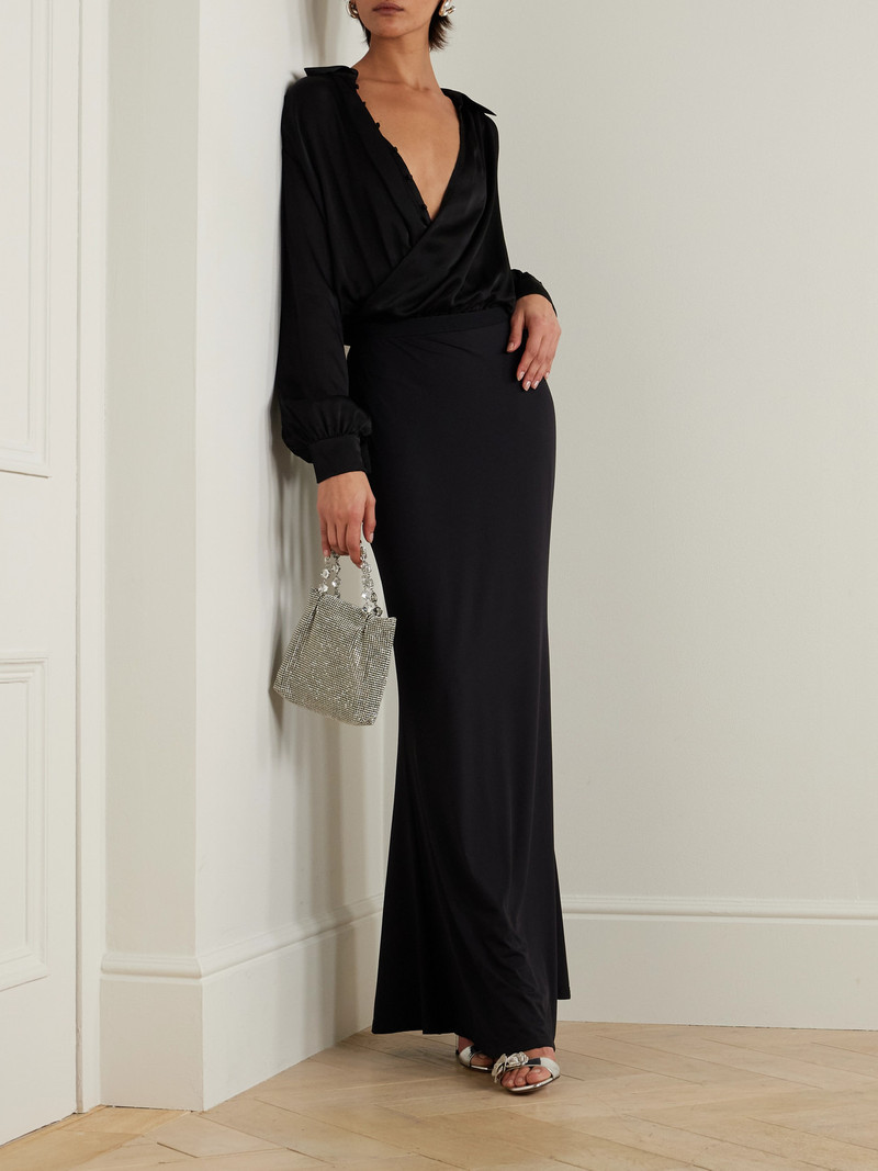 KIKI DE MONTPARNASSE Wrap-effect Draped Silk-satin And Stretch-jersey Maxi Shirt Dress outlook
