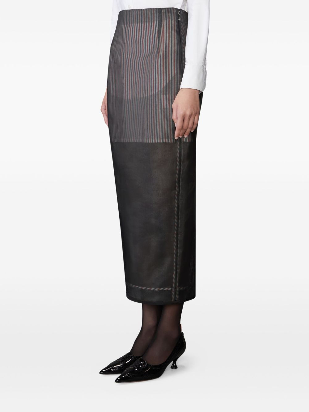 striped organza pencil skirt - 3