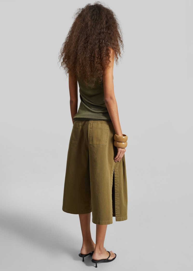 CO Garment Dye Pleated Culotte - Avocado 10