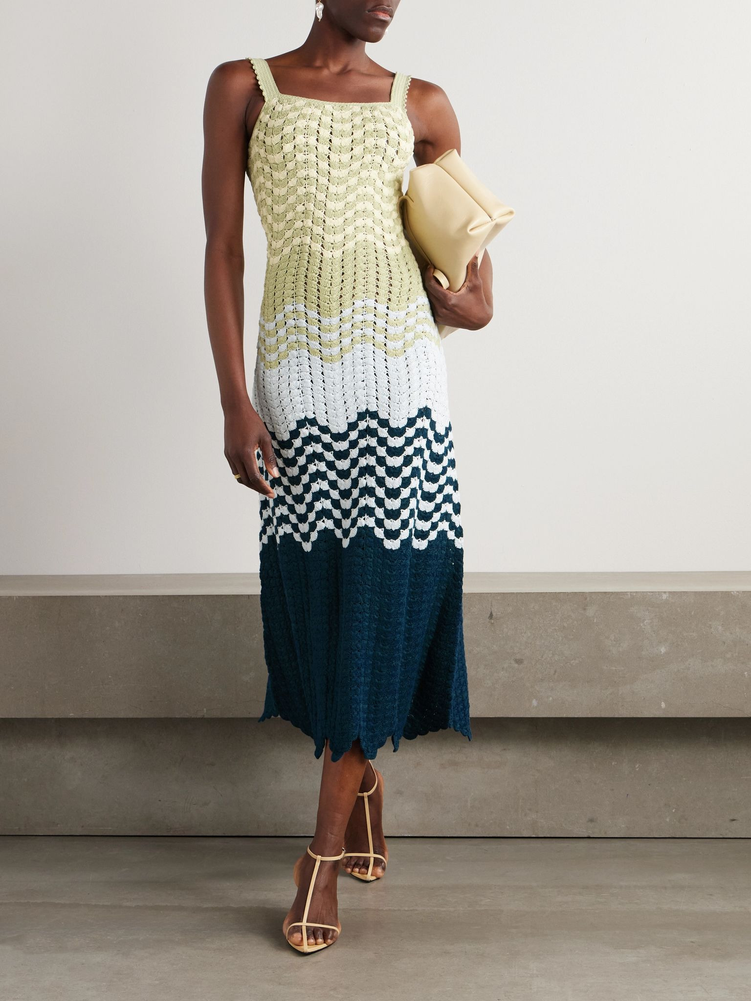 Marea crocheted cotton maxi dress Blue - 2