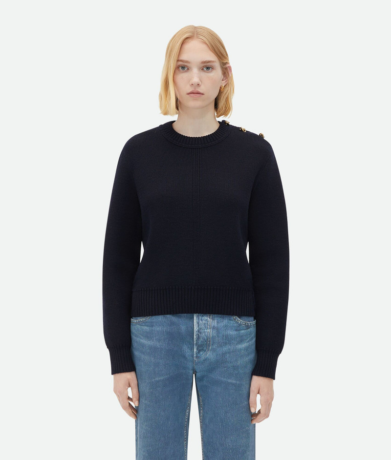 Wool Sweater With Metal Knot Buttons - 1