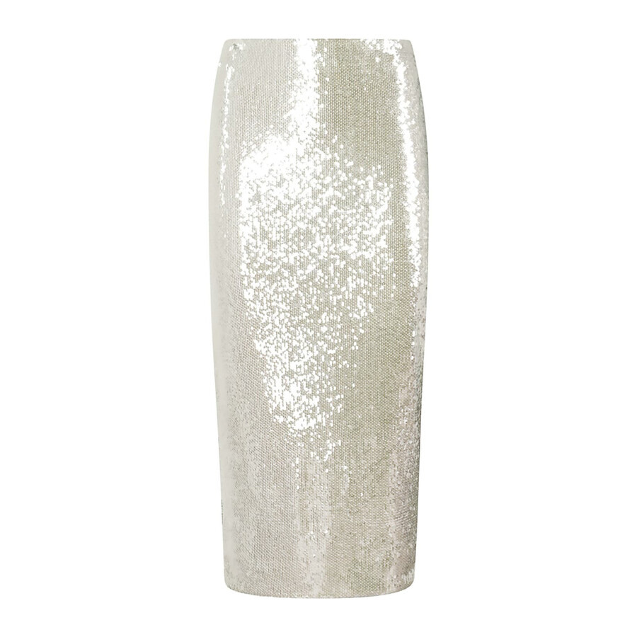 Rotate Ladies Bright White Sequined Midi Pencil Skirt - 5