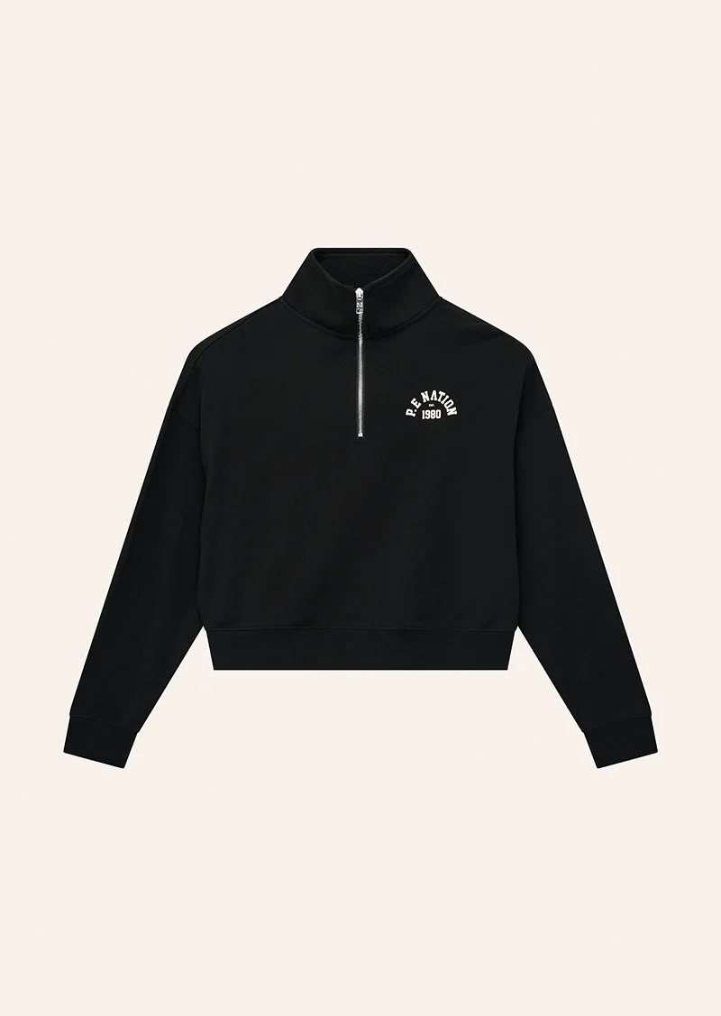 ESTABLISHED QUARTER ZIP SWEAT IN BLACK - 1