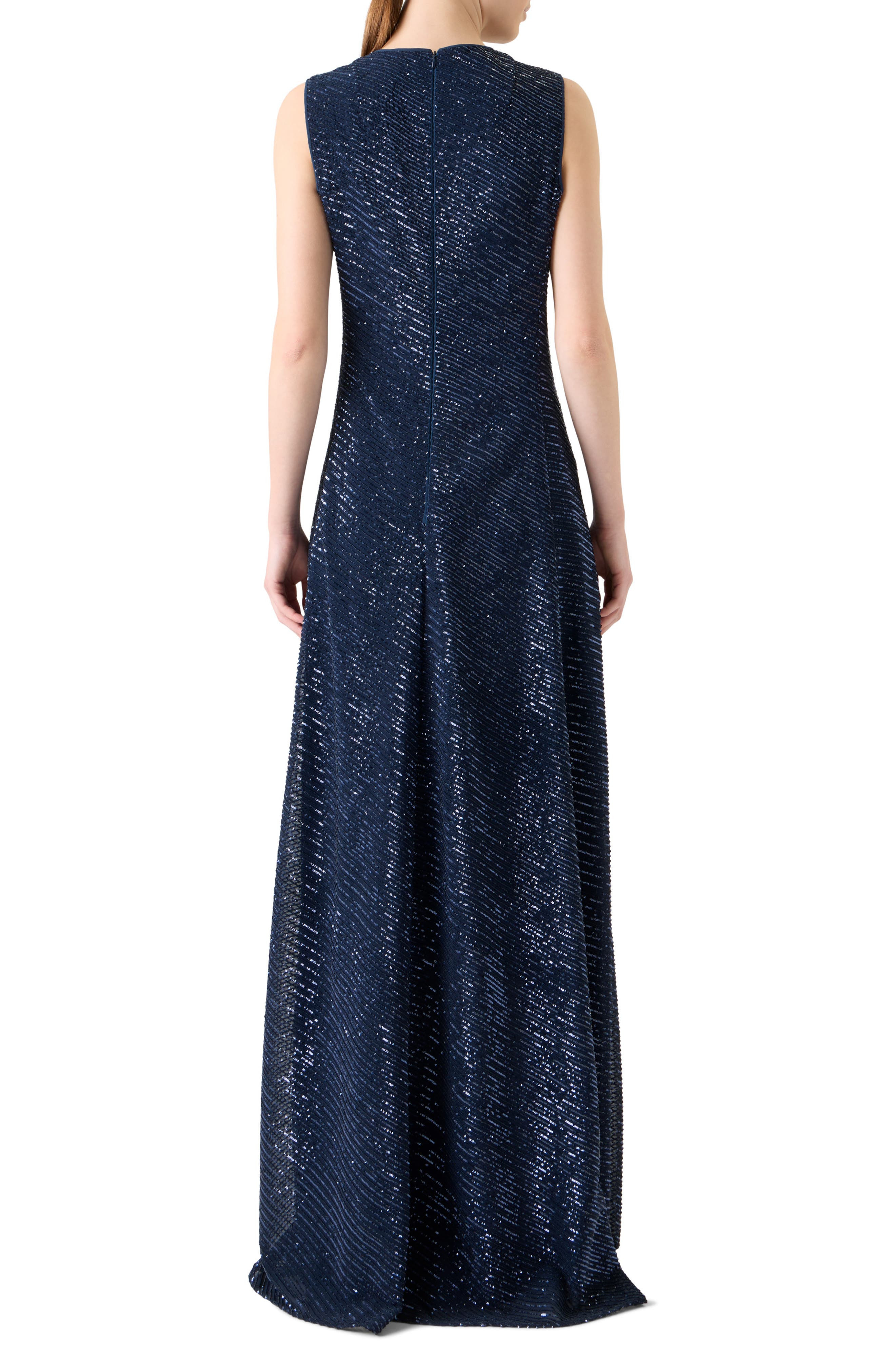 Akris Bias Stripe Sequin Gown in Denim Blue at Nordstrom - 2