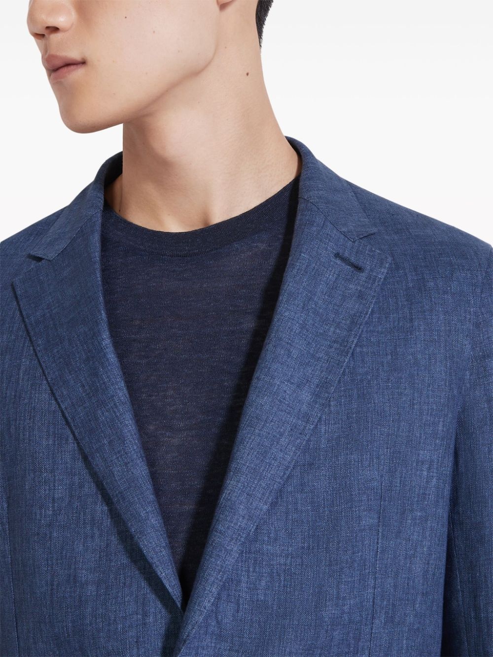 single-breasted linen blazer - 5