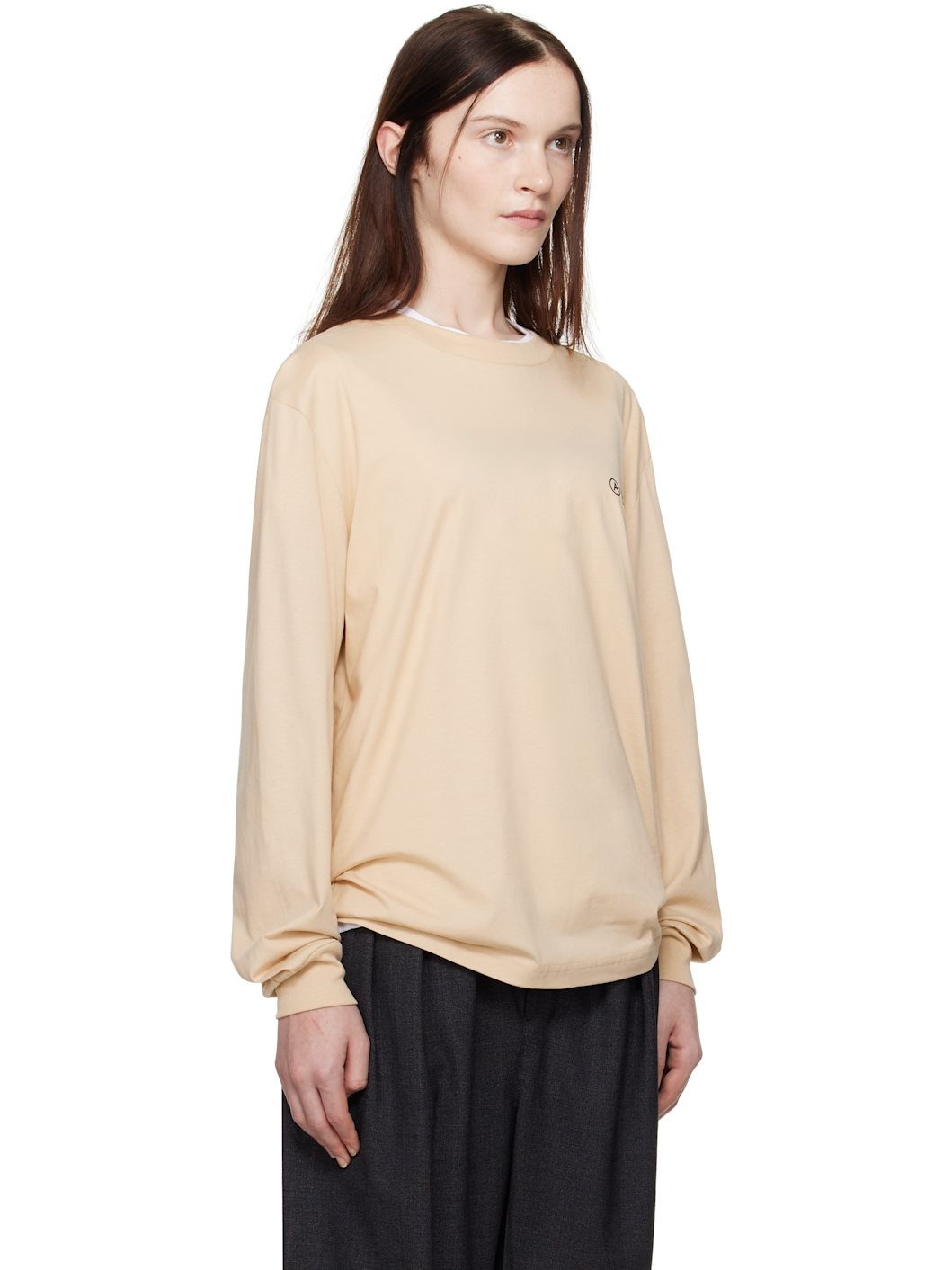 Beige Manche Longue Adresse T-shirt - 2