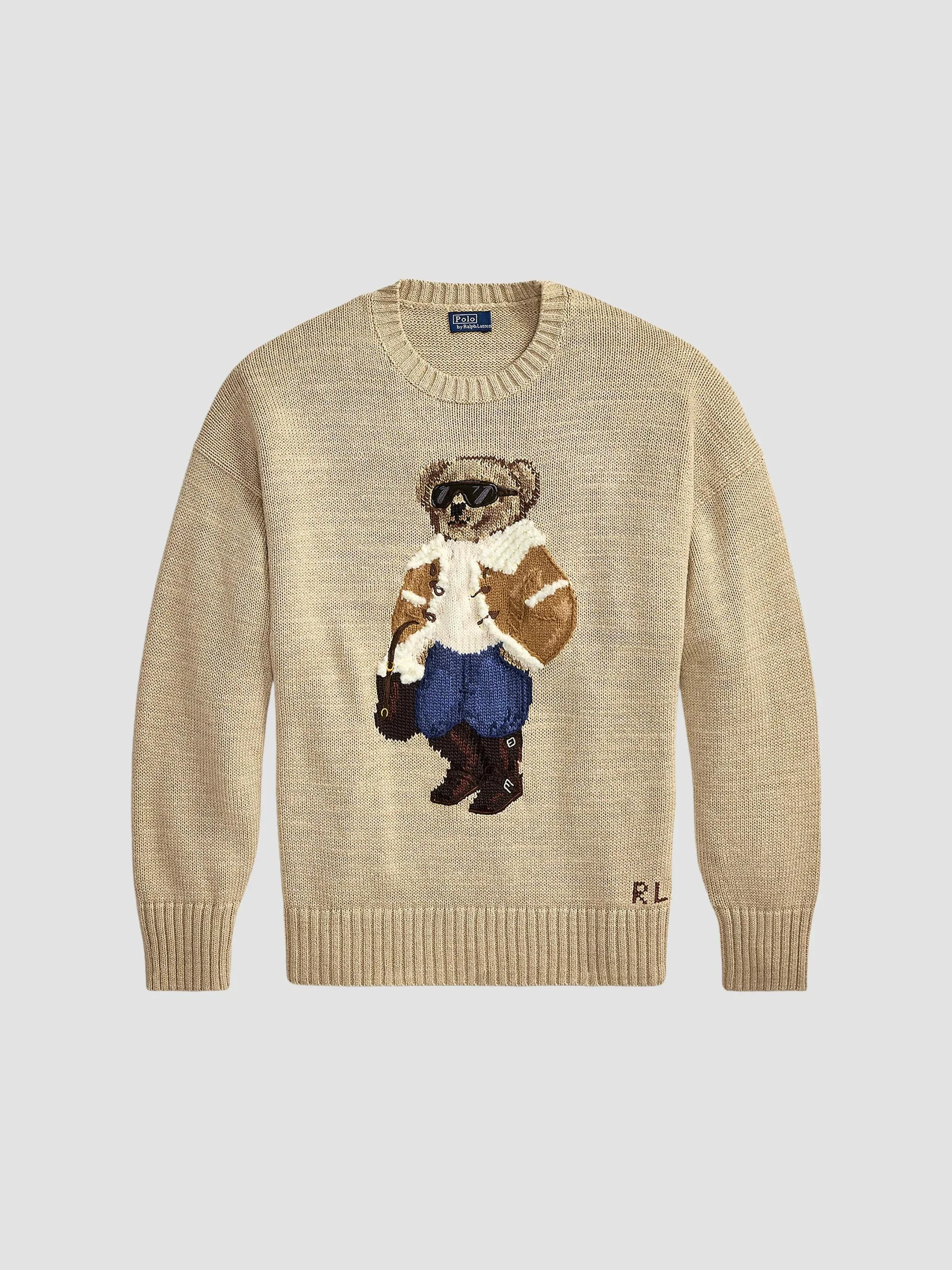 Women's Winter Polo Bear Crewneck Sweater - Light Beige - 1