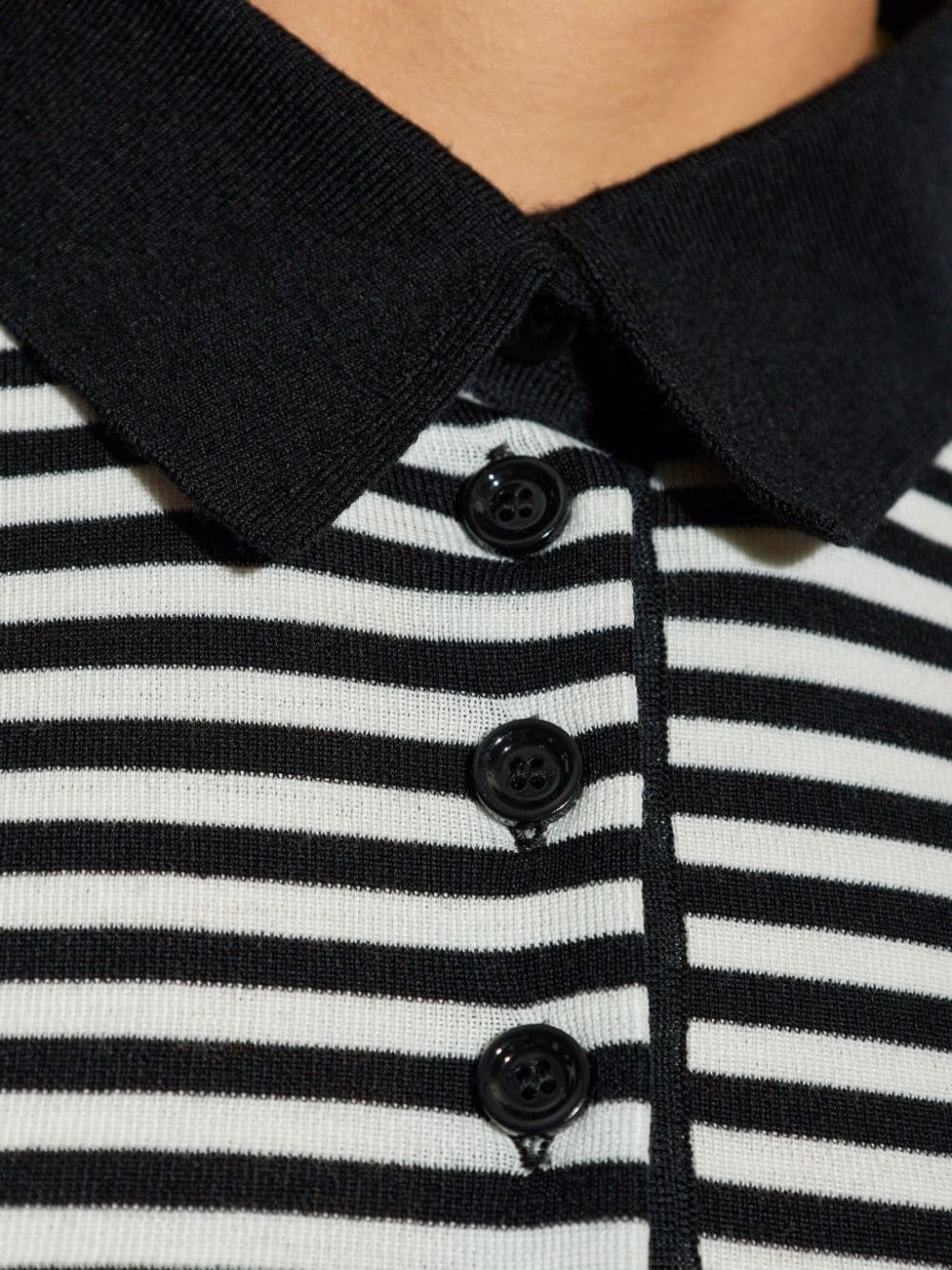 striped cropped polo shirt - 5