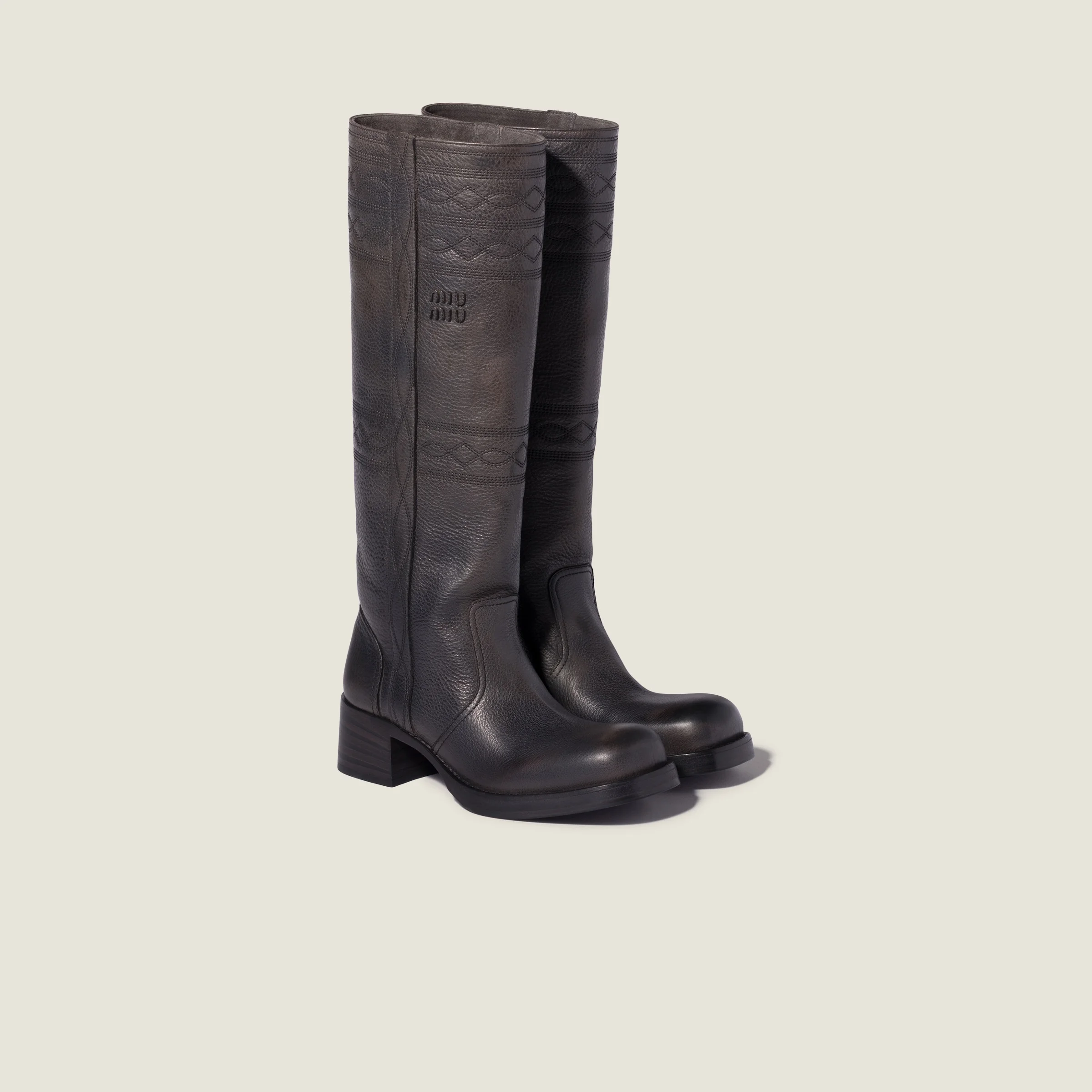 Embroidered leather boots - 1