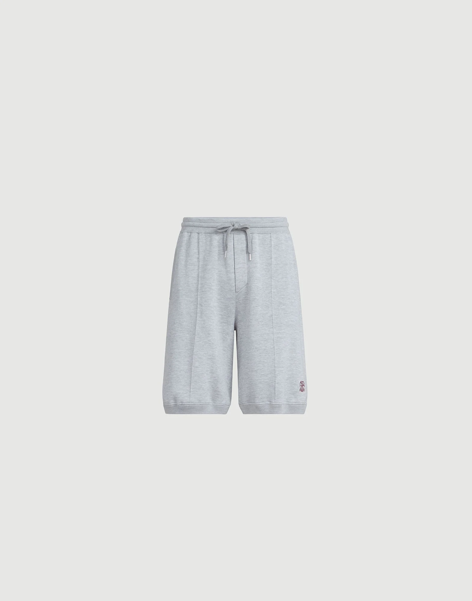 Cotton and silk French terry double knit Bermuda shorts with logo - 1