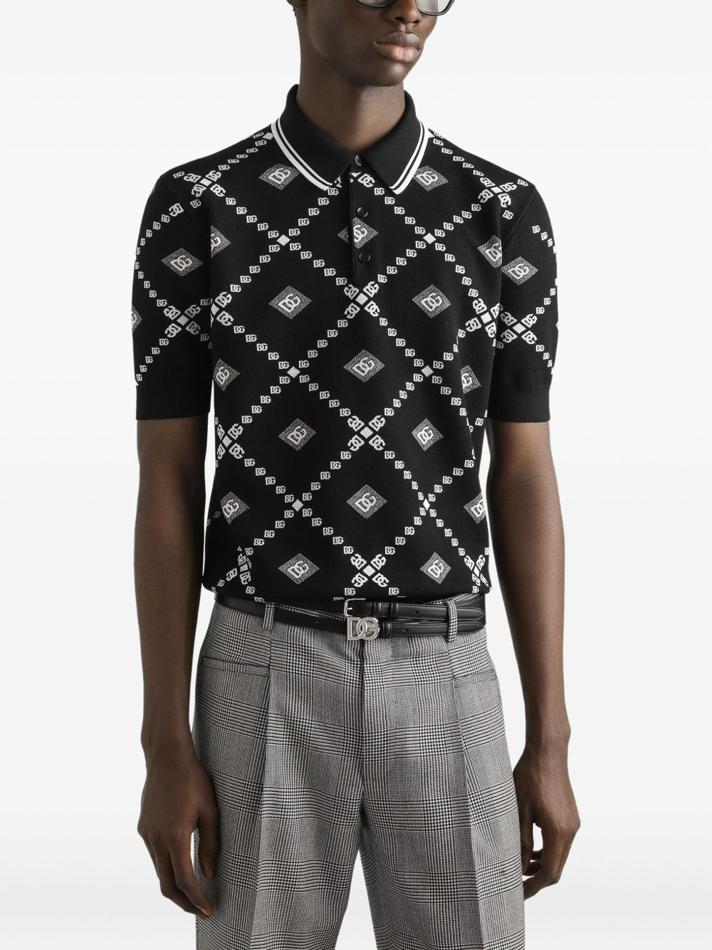 logo-pattern polo shirt - 4