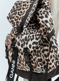 ★Ganni★ Recycle Tech Print Backpack Leopard A4757943 A4757 Ganni Leopard Tech Backpack | David Jones