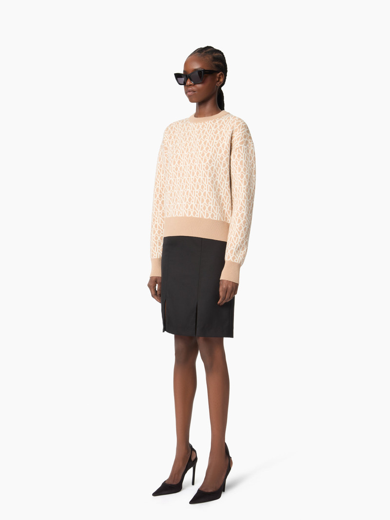 NINA RICCI Beige Logo-Print Sweater outlook