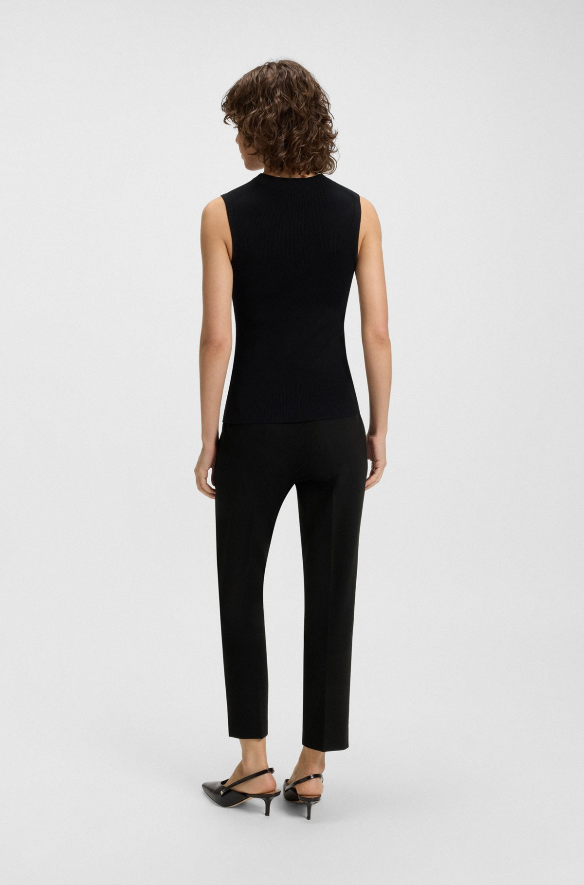 SLIM-FIT PANTS IN MICRO-STRUCTURED STRETCH FABRIC - 4