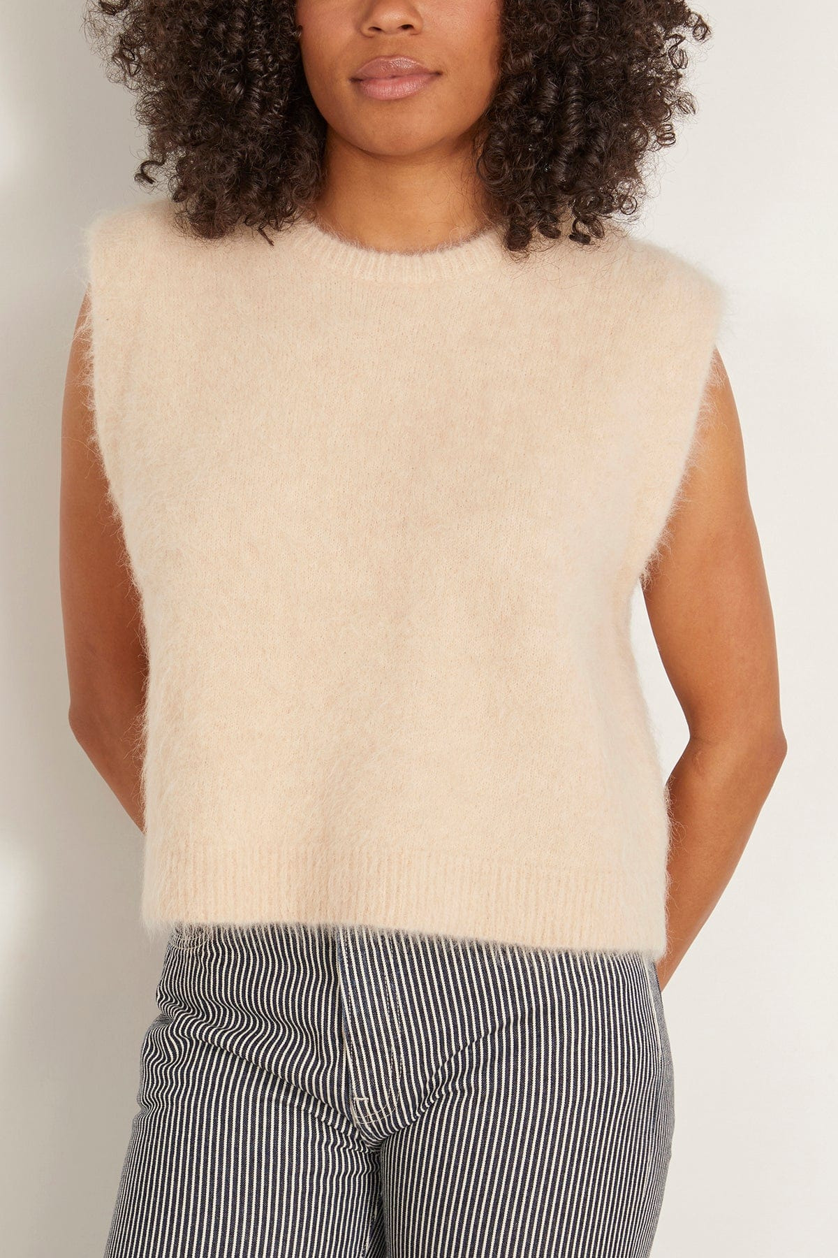 Deep Armhole Vest in Oatmeal - 3