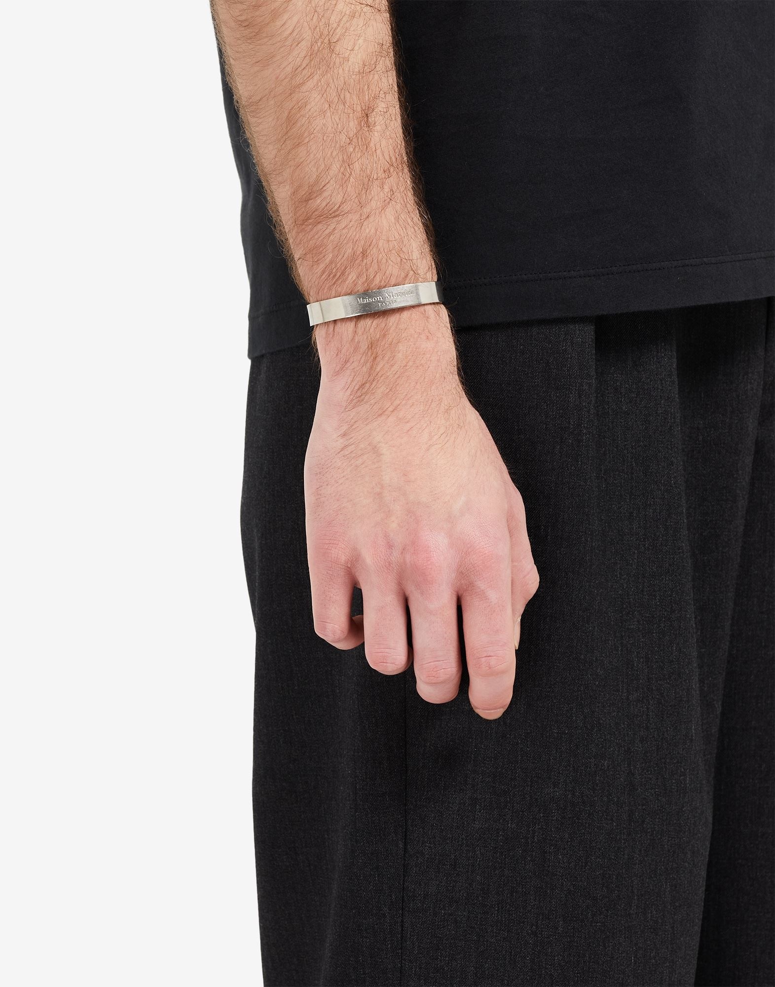 Logo engraved wide silver cuff - 4