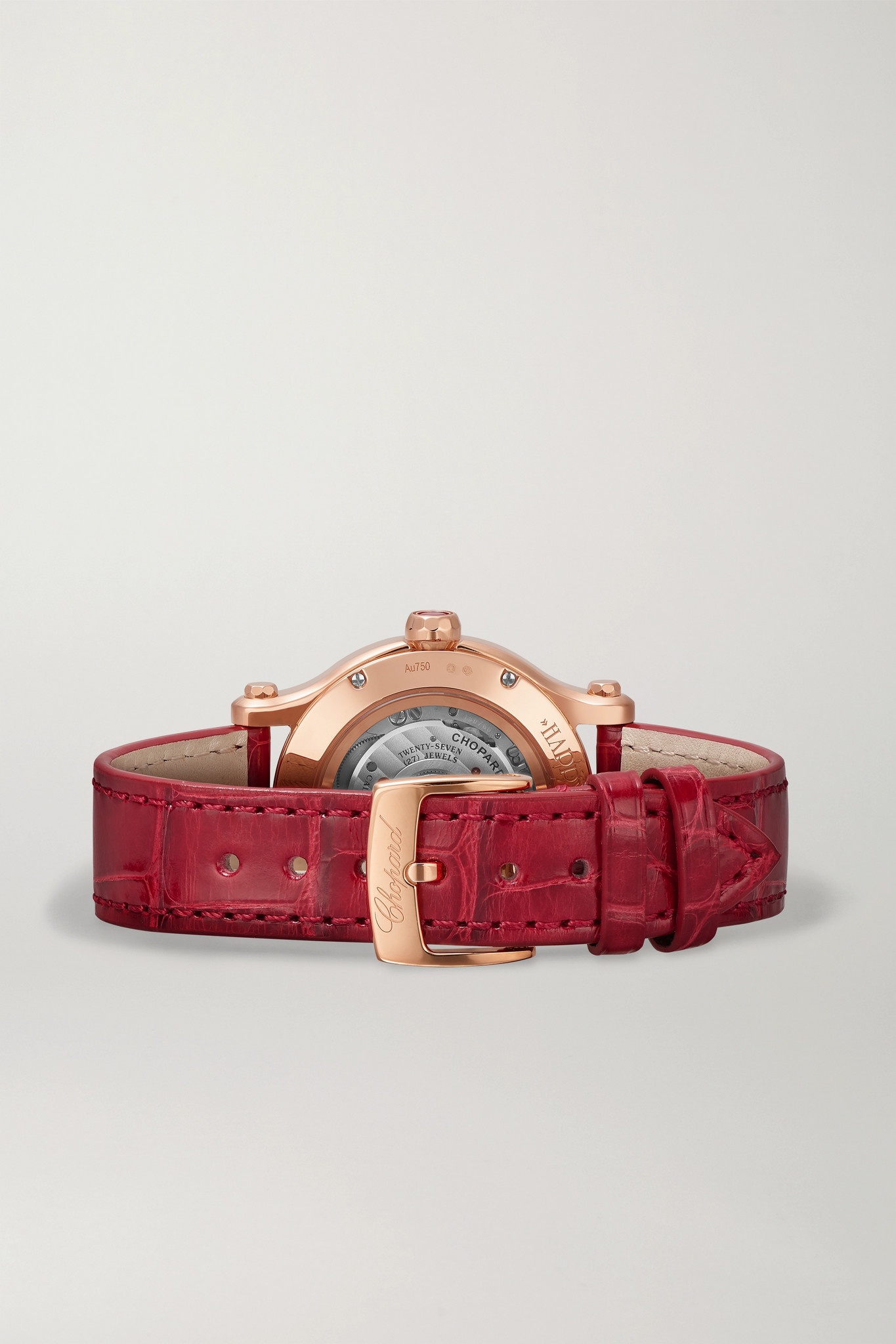 Happy Sport Automatic 33mm 18-karat rose gold, alligator, mother-of-pearl and diamond watch - 6