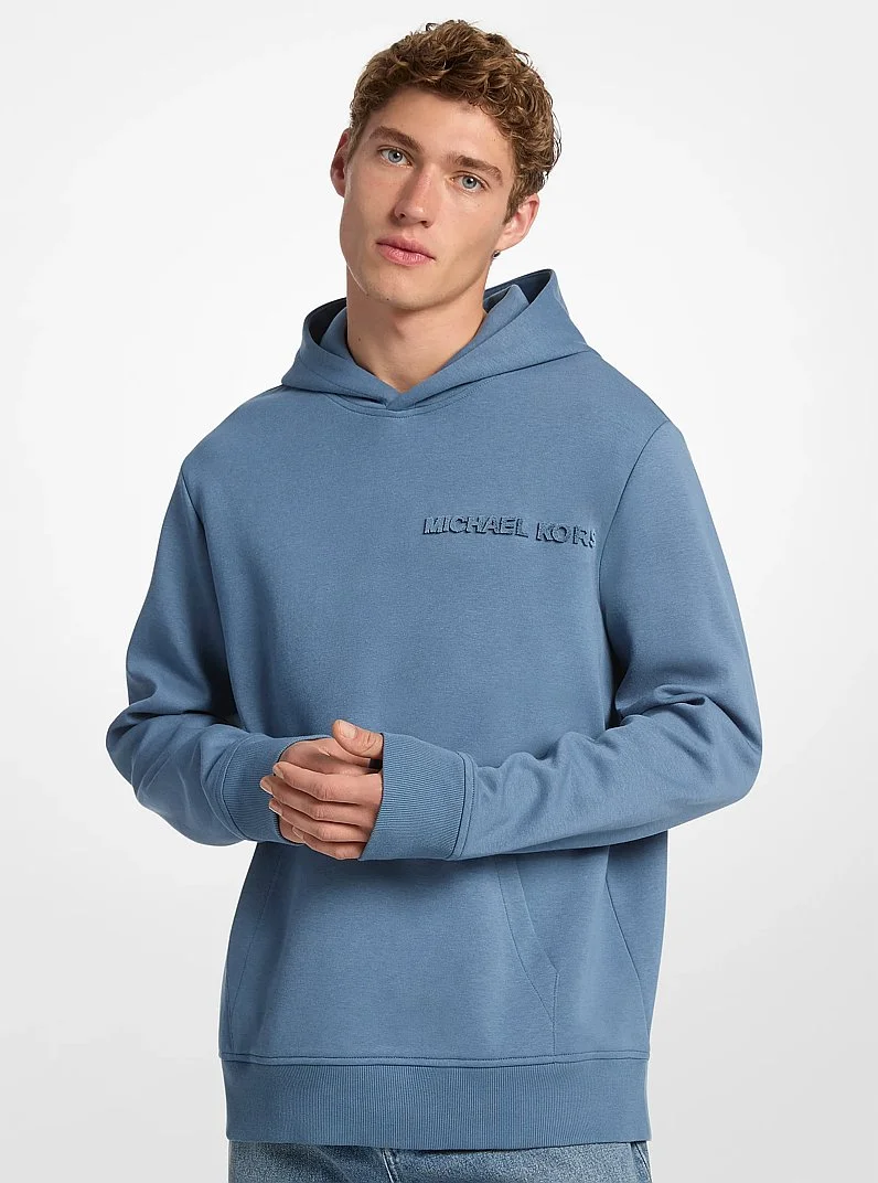 Embossed Logo Cotton Blend Hoodie - 1