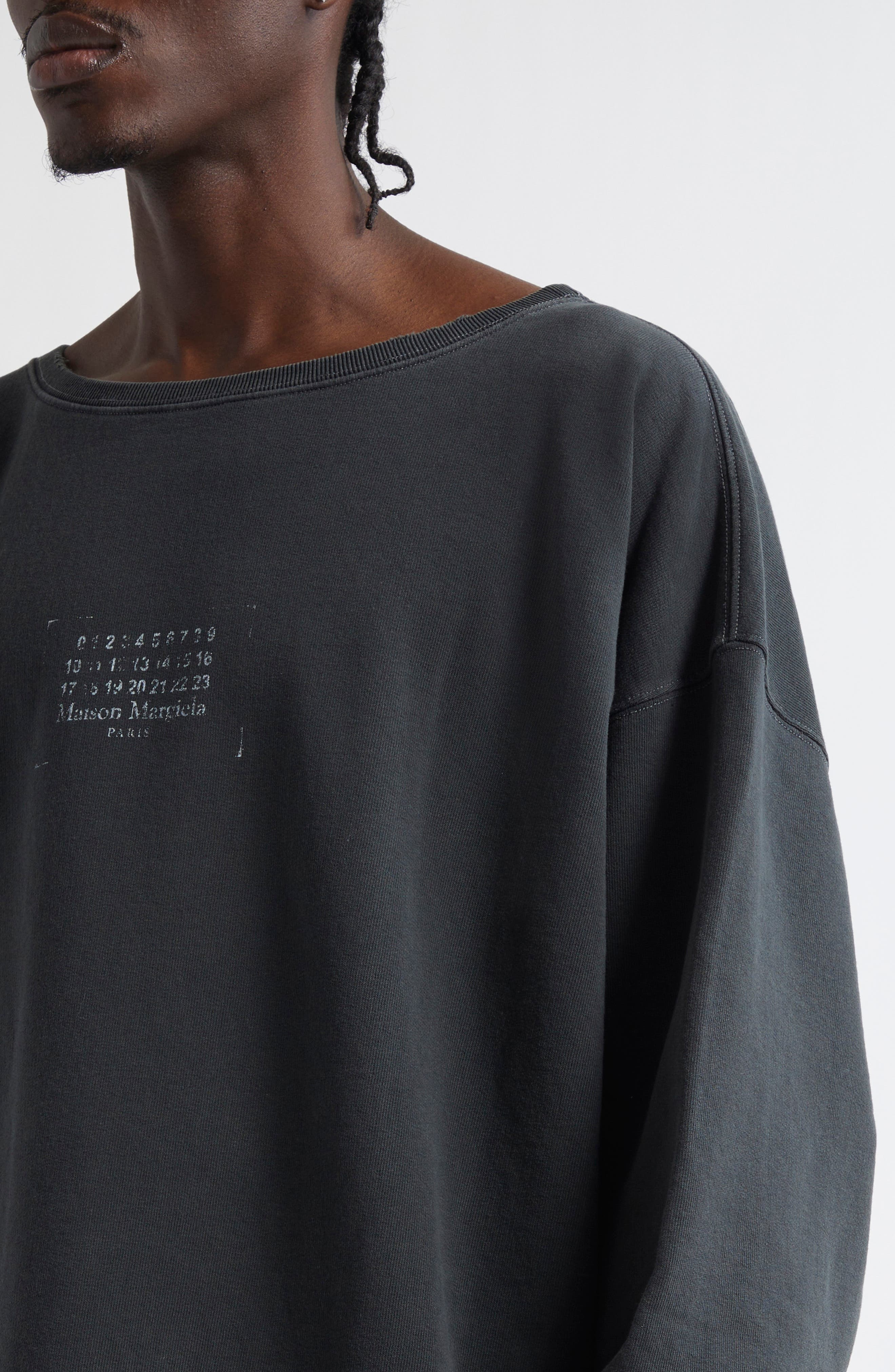 Maison Margiela Numeric Motif Cotton Jersey Graphic Sweatshirt in Washed Black at Nordstrom - 4