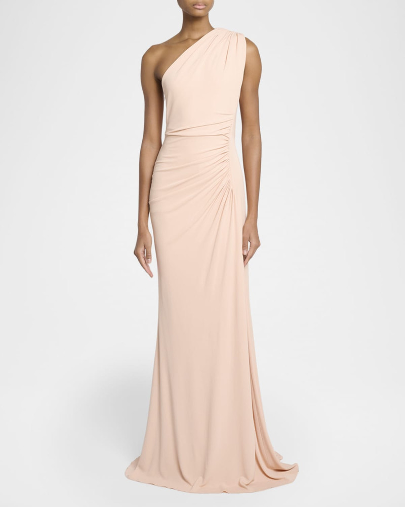 ELIE SAAB One-Shoulder Ruched Jersey Gown outlook