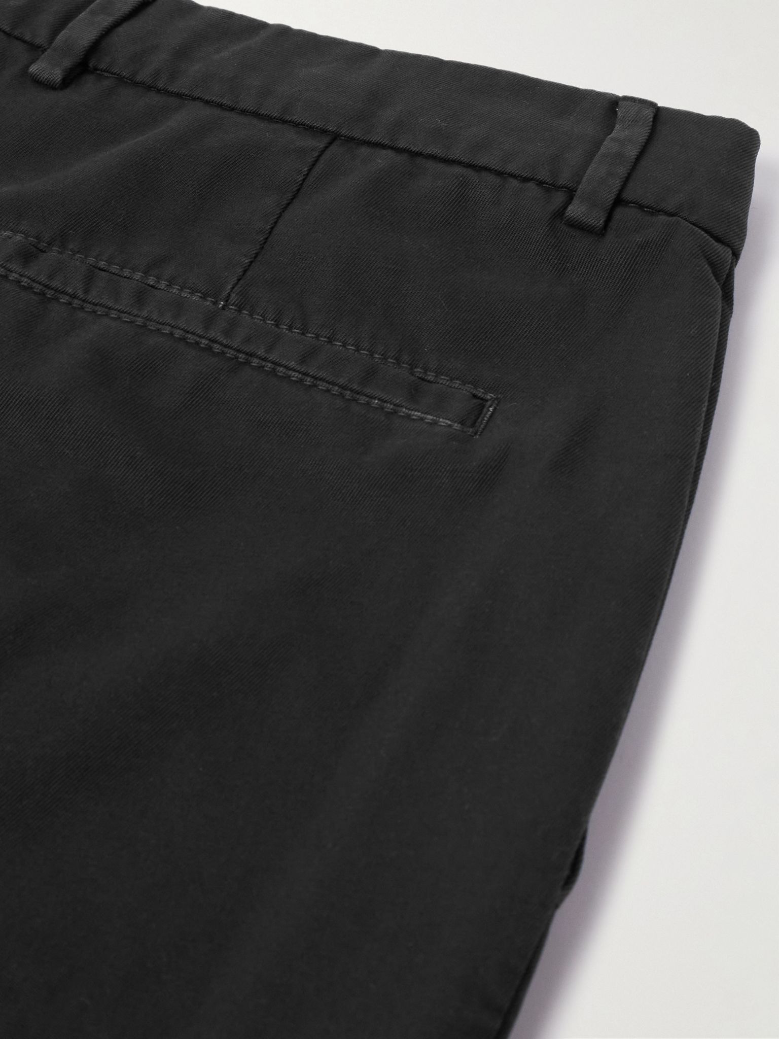Straight-Leg Pleated Cotton-Twill Trousers Black - 5