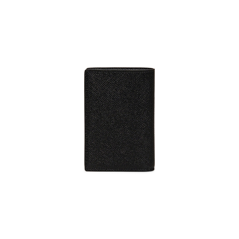 Santoni Black saffiano leather vertical wallet outlook