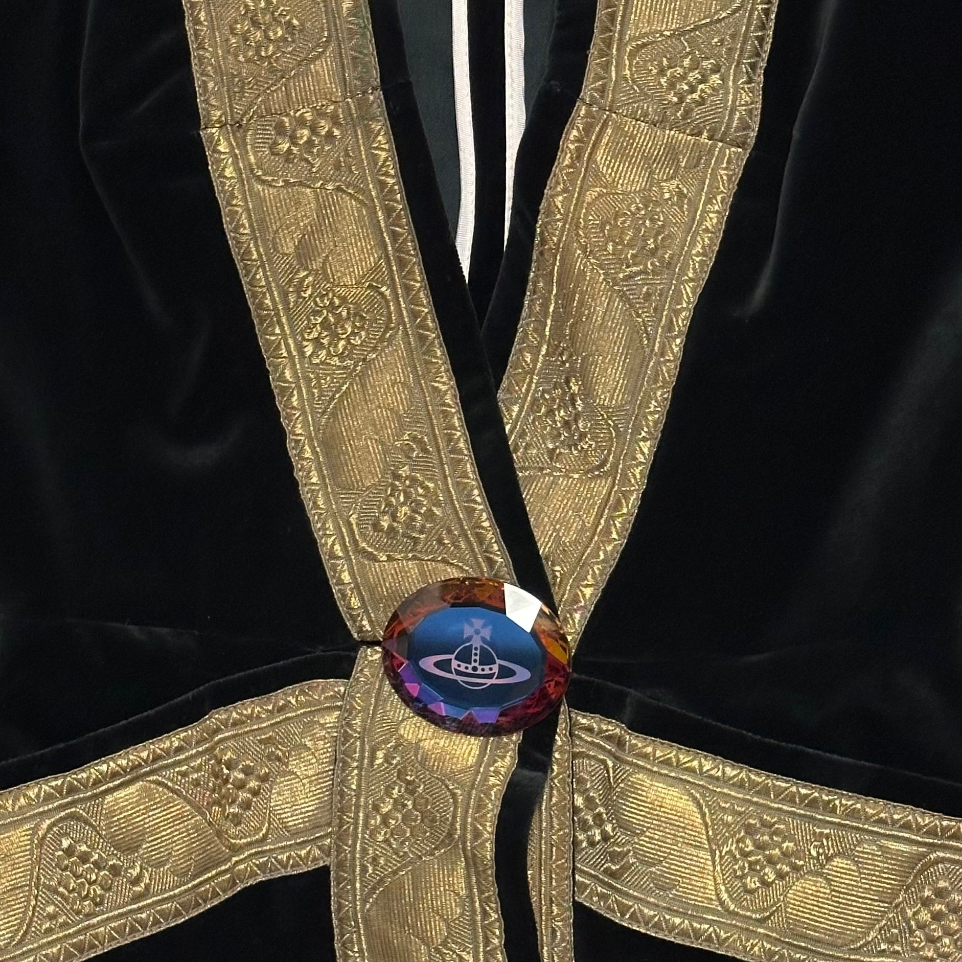 VIVIENNE WESTWOOD Fall Winter 1998 "Dressed To Scale" Velvet Brocade Jacket with Orb Buttons - 4