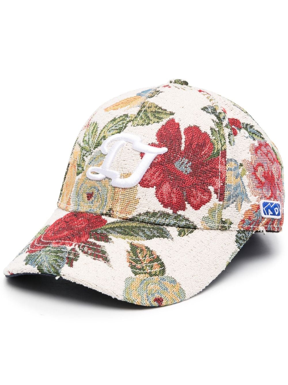 floral-embroidery cotton cap - 1