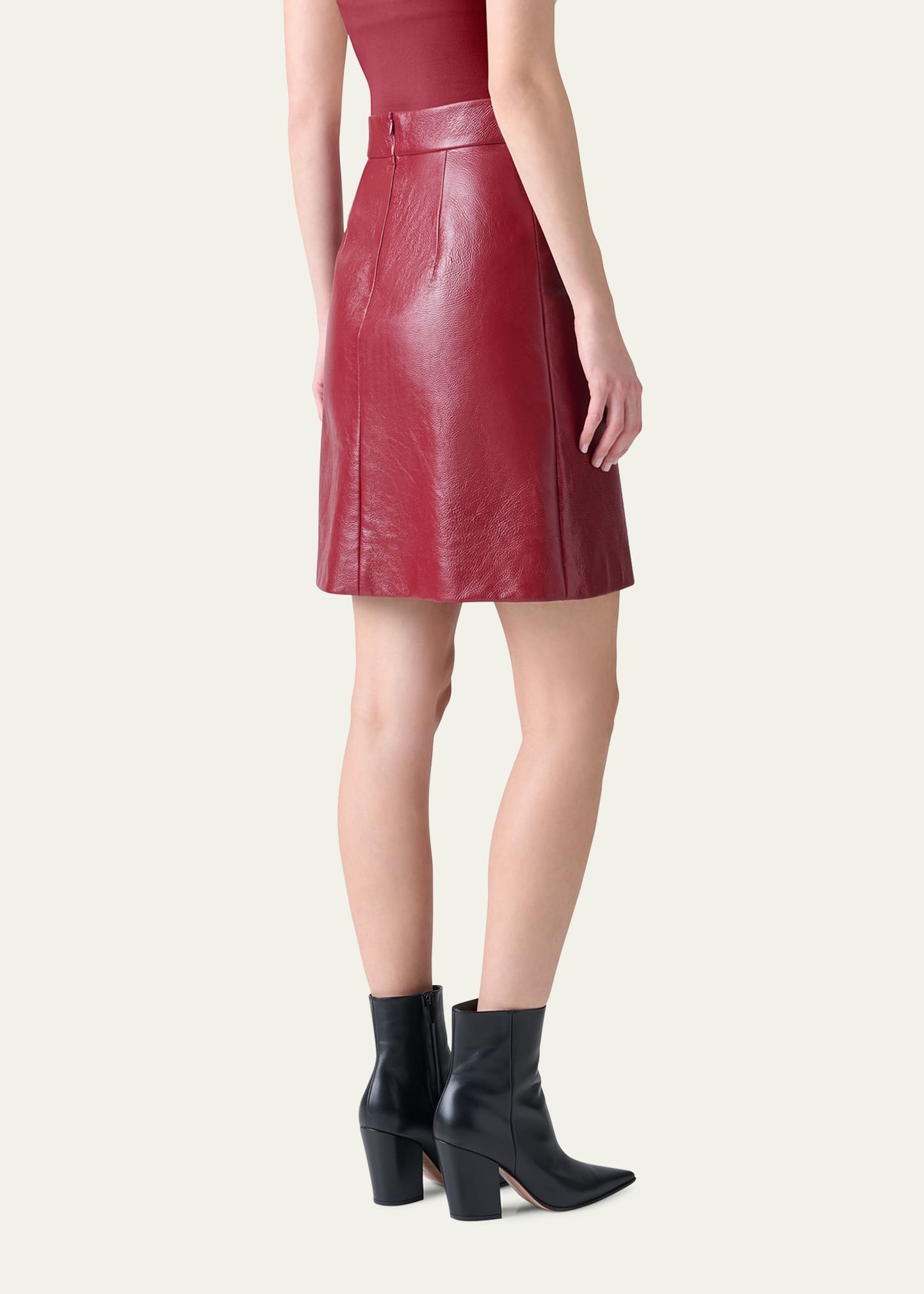 Lacquered Leather Short Skirt - 3