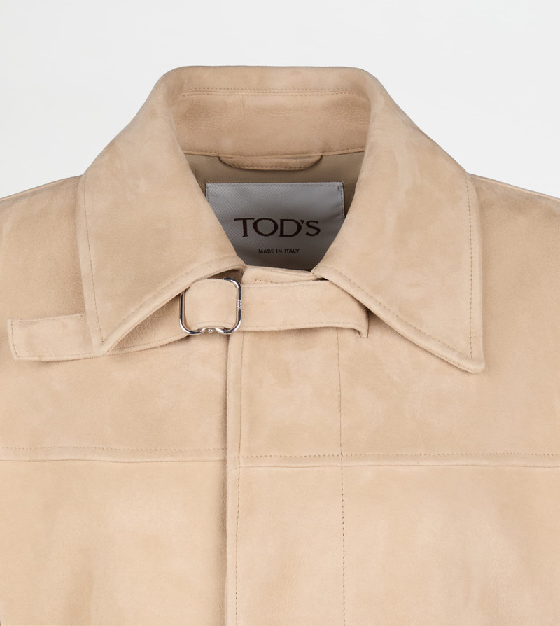 Tod's COAT IN PASHMY SUEDE - BEIGE outlook