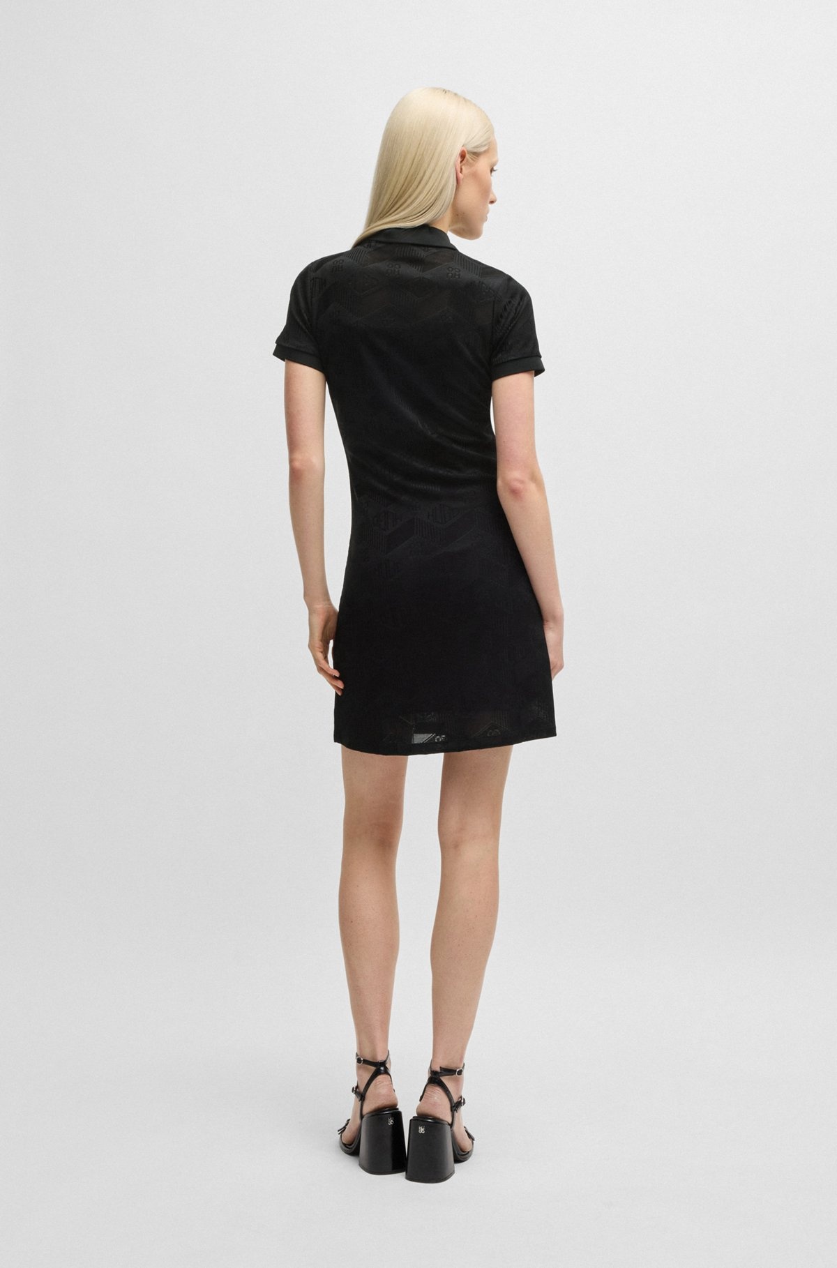 JACQUARD-KNIT DRESS WITH LOGO-ZIP PLACKET - 5