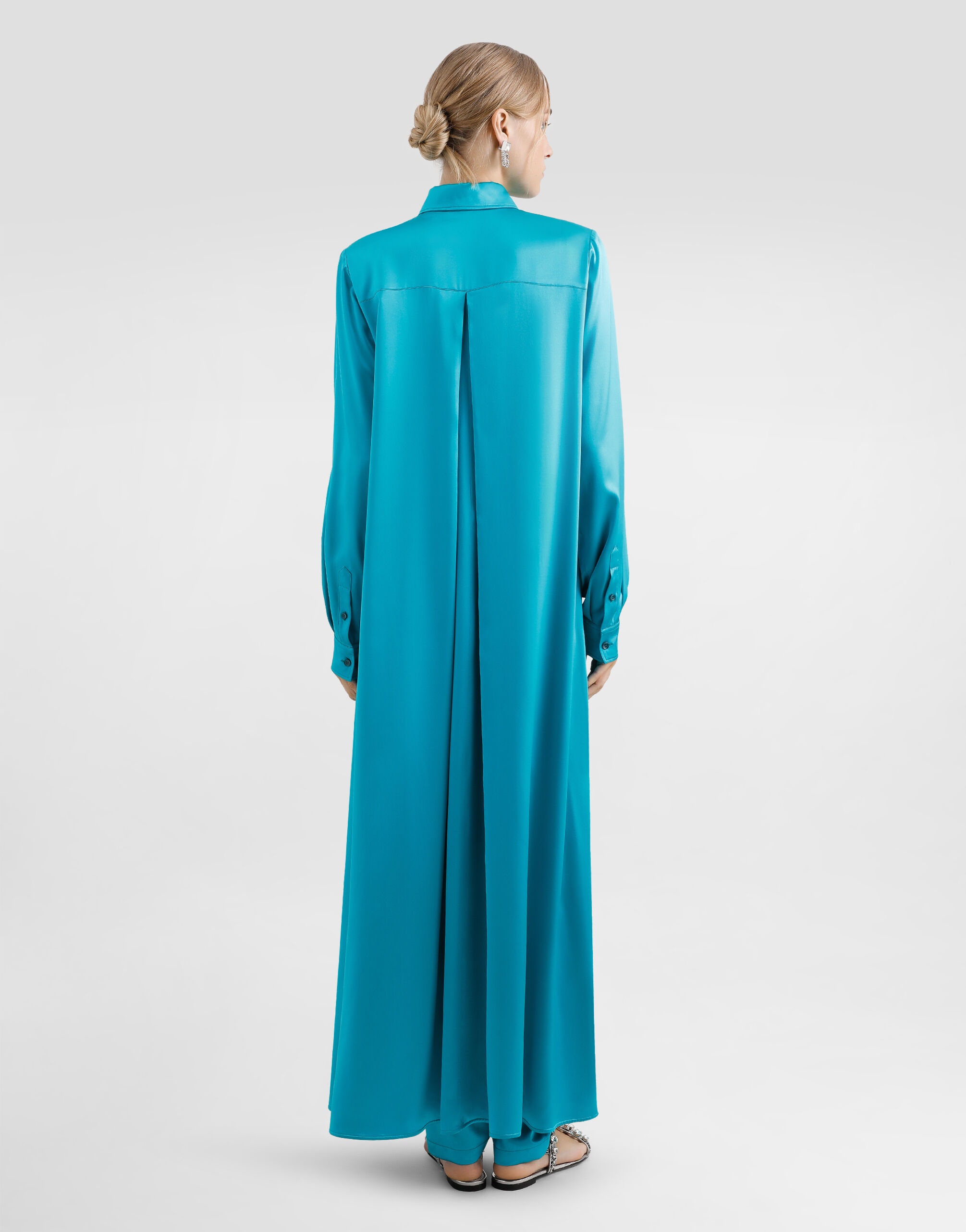 Long silk satin caftan - 3