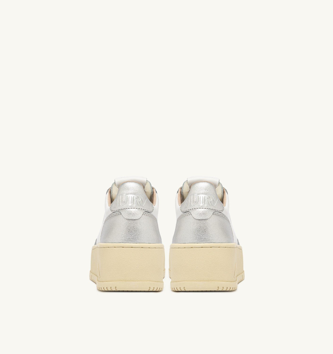 MEDALIST PLATFORM SNEAKERS IN WHITE AND SILVER LEATHER - 3