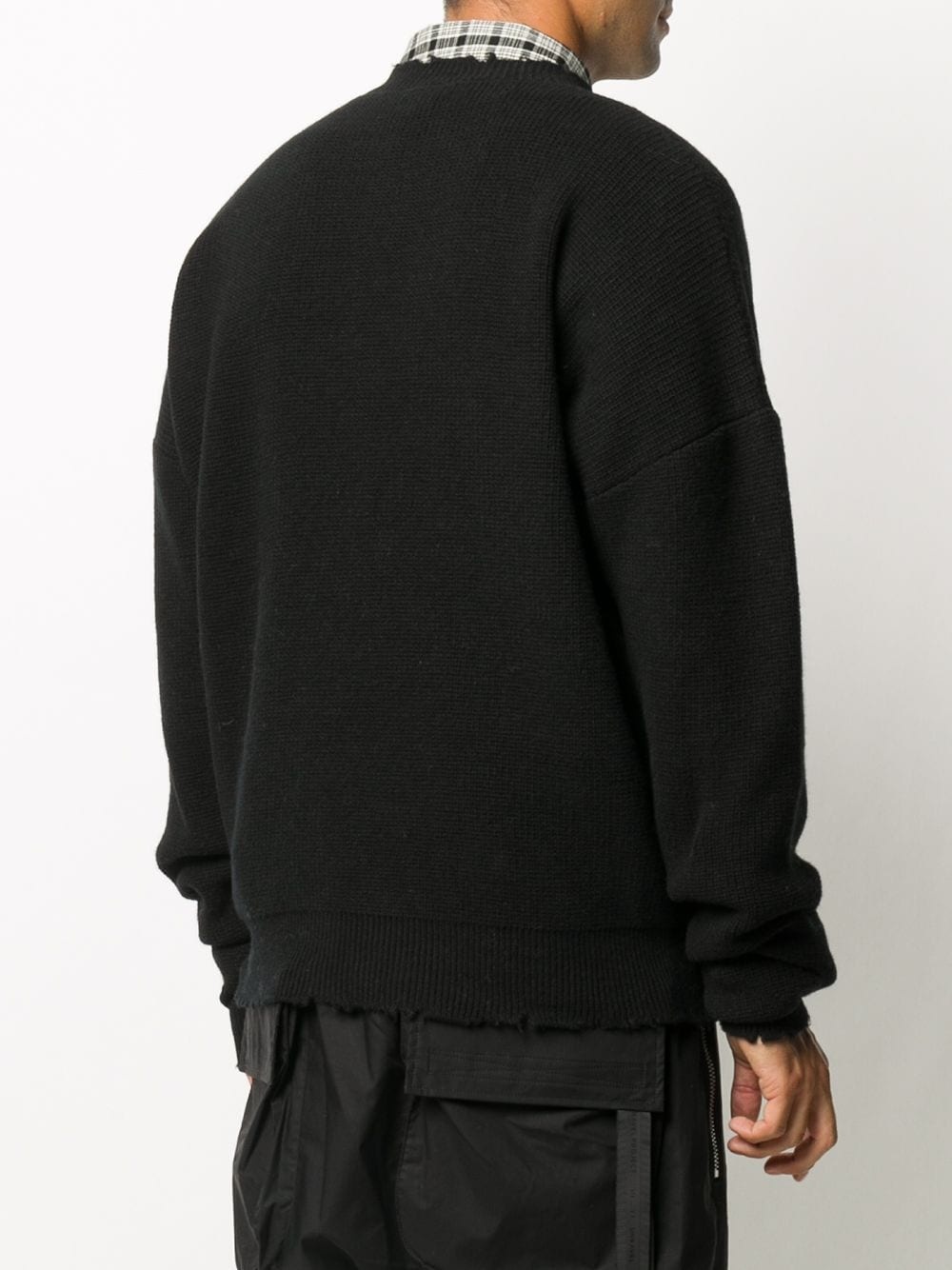 distressed-edge ribbed jumper - 4