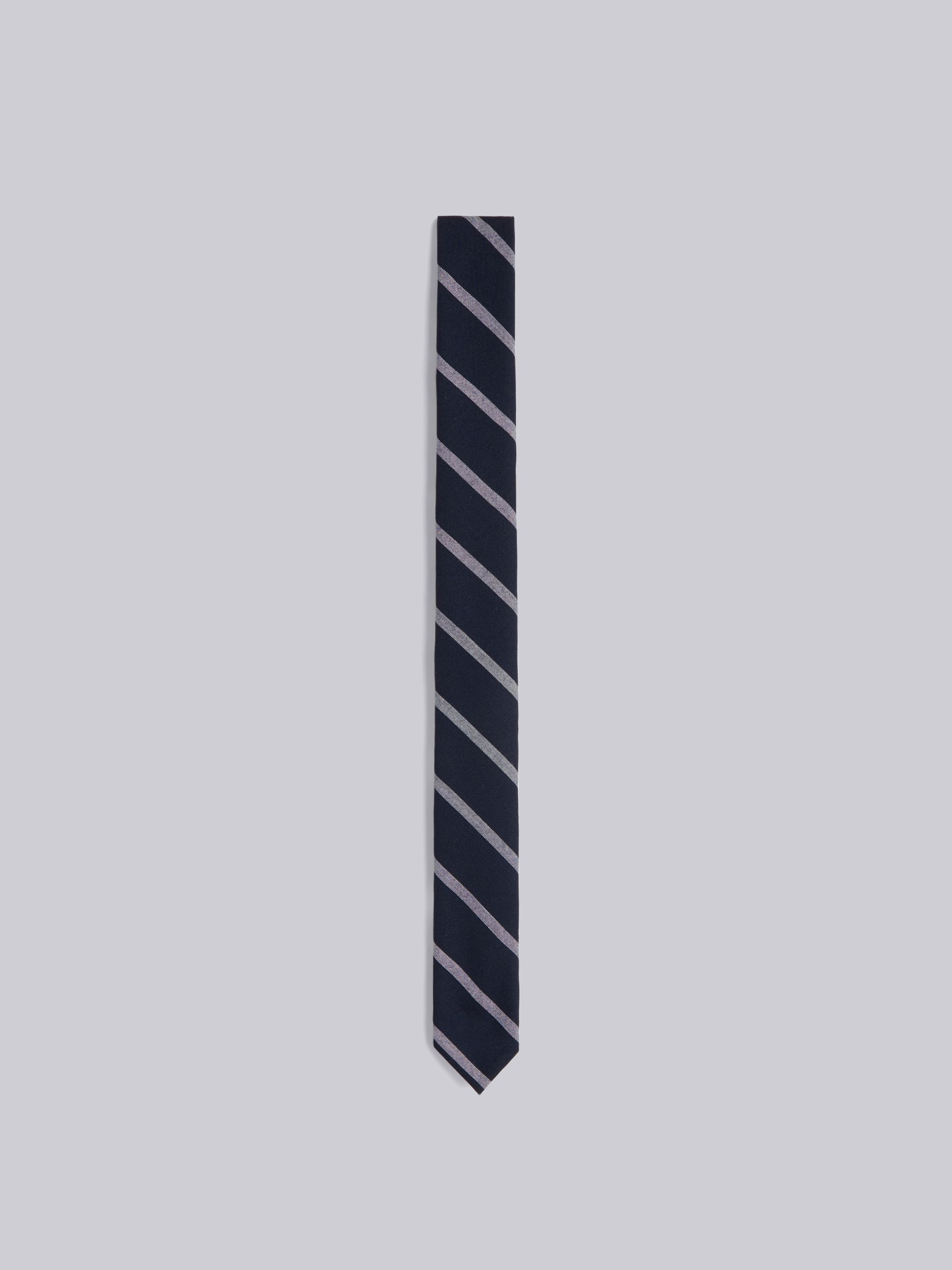 Navy Wool Banker Stripe Classic Tie - 1