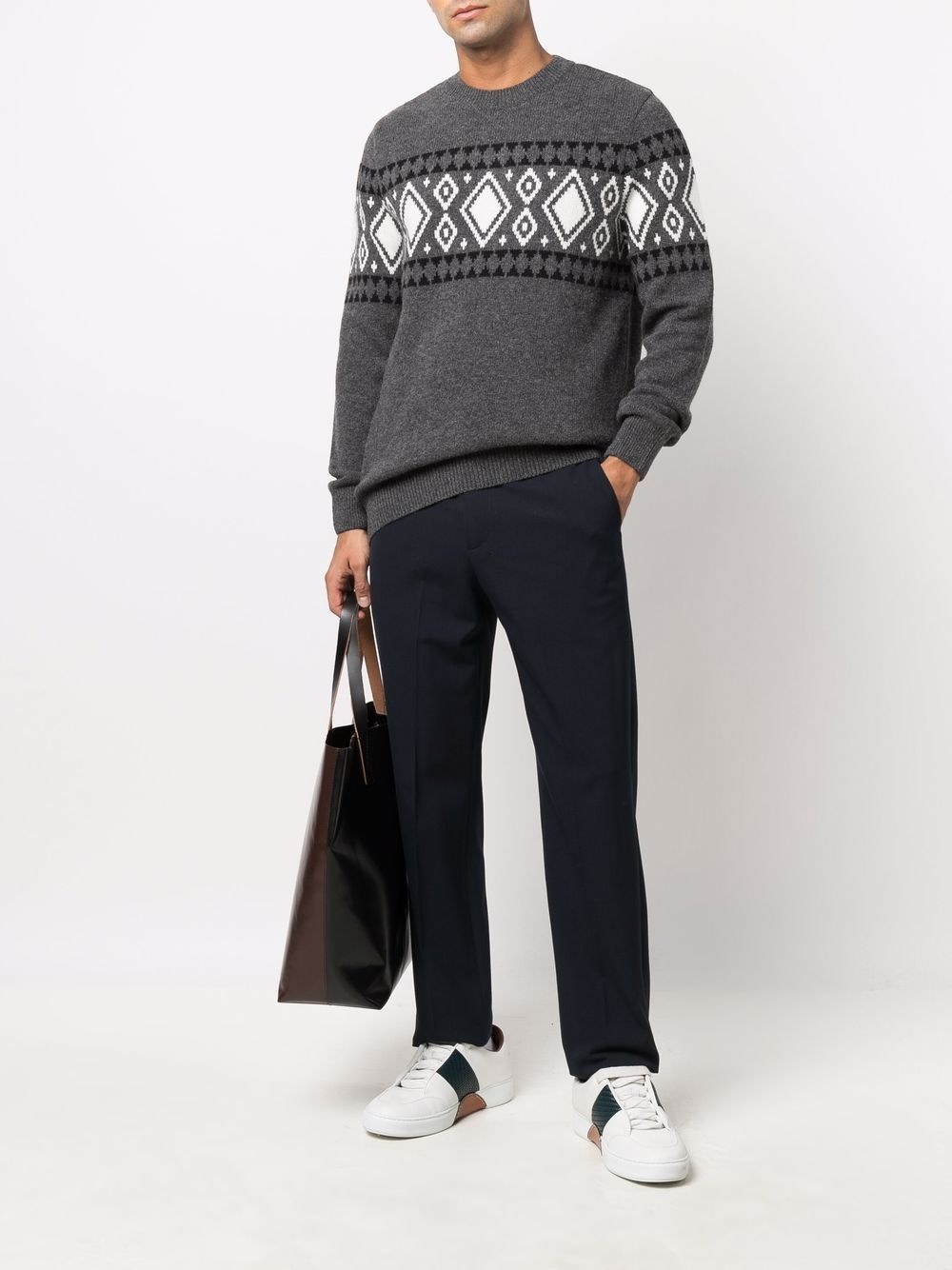 argyle-knit wool jumper - 2