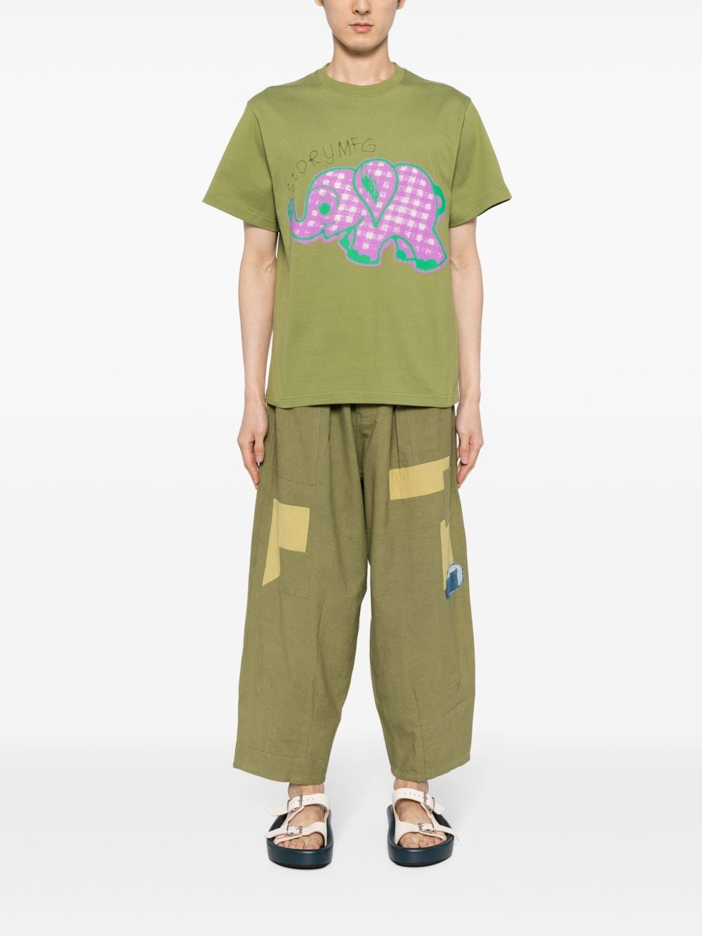 panelled organic cotton trousers - 2