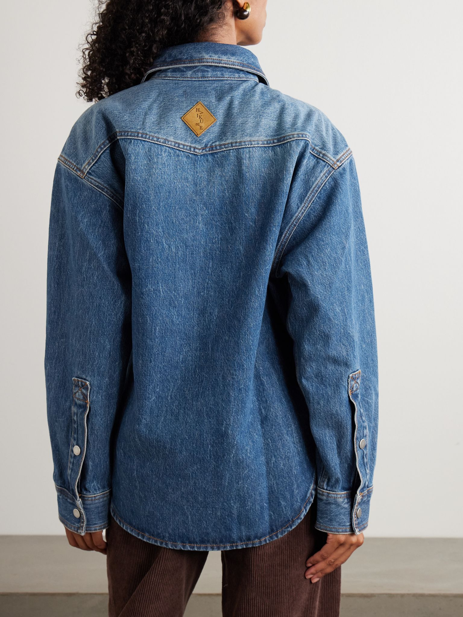 Belted denim shirt Dark denim - 4