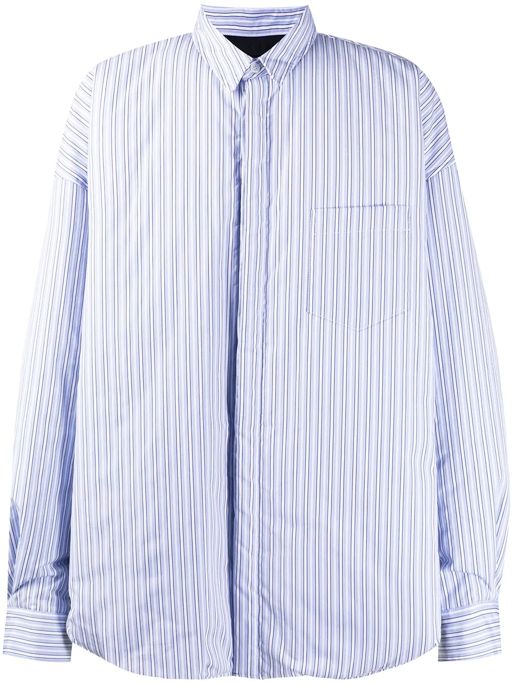 striped patch pocket shirt jacket - 1